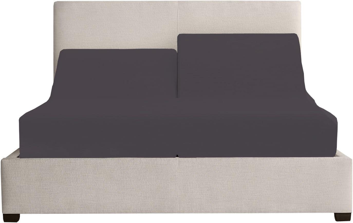 Ashley Mills Split Top Cal King Bed Sheet Sets -100% Egyptian Cotton 800 Thread Count, Sateen Weave, 15 Inch Deep Pocket, 4PC Bed Sheets - Top Split Cal King, Dark Grey - Solid - Split Down 34 inches from The top