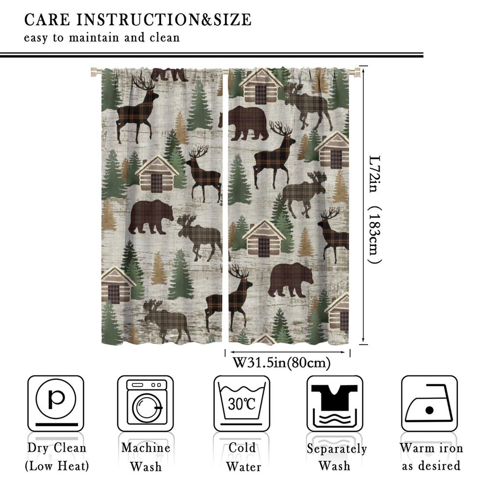 SENRUEGT SENRUEGT Retro Rustic Curtains,Country Western Farmhouse Cow Horse Blackout Window Treatments Drapes63x72in