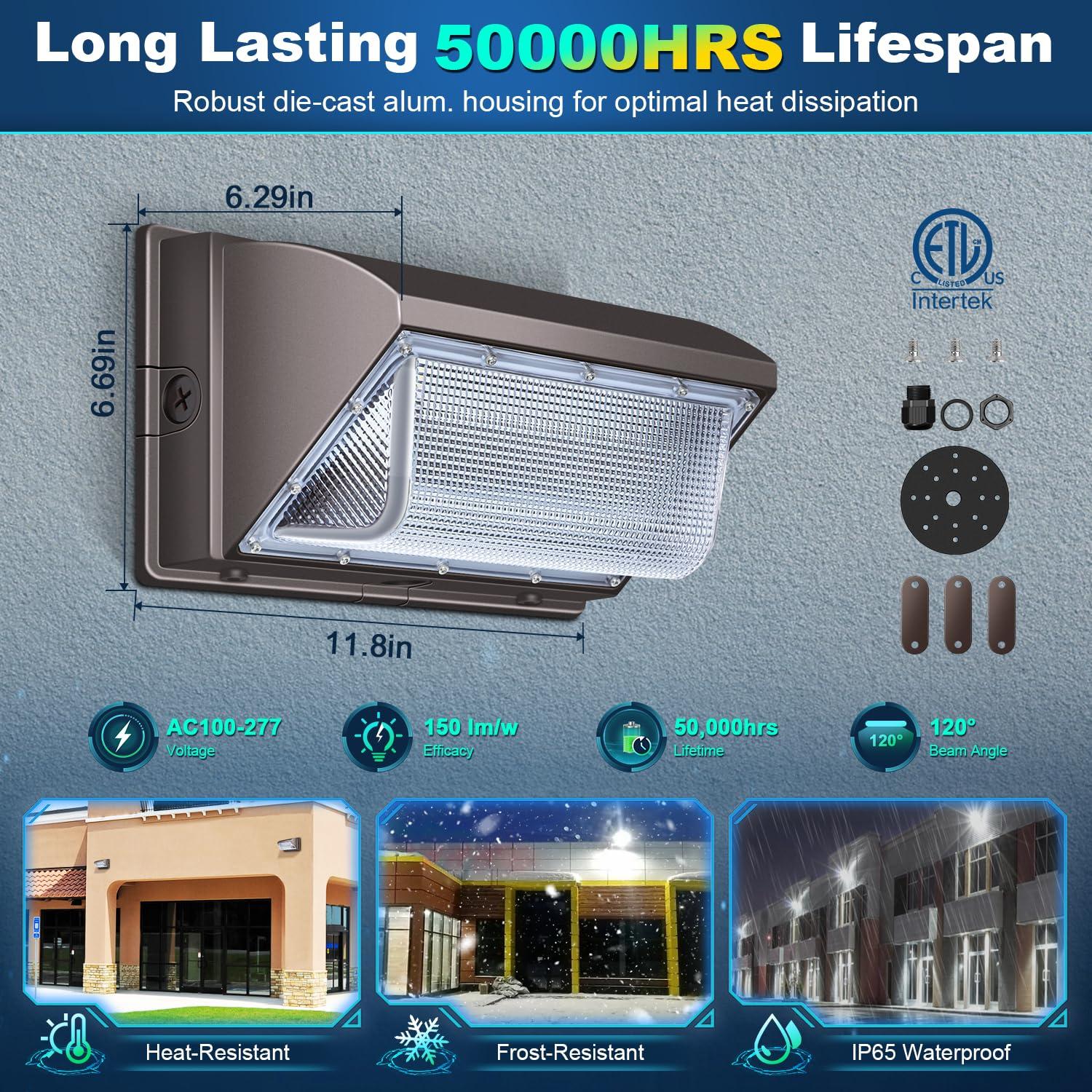 LEDMO LEDMO 120W LED Wall Pack Light 15840LM 840W HPS/HID Equivalent 5000K LED Security Flood Commercial and Industrial Outdoor LED Wall Lights for Parking Lots|Warehouses|Factories|House