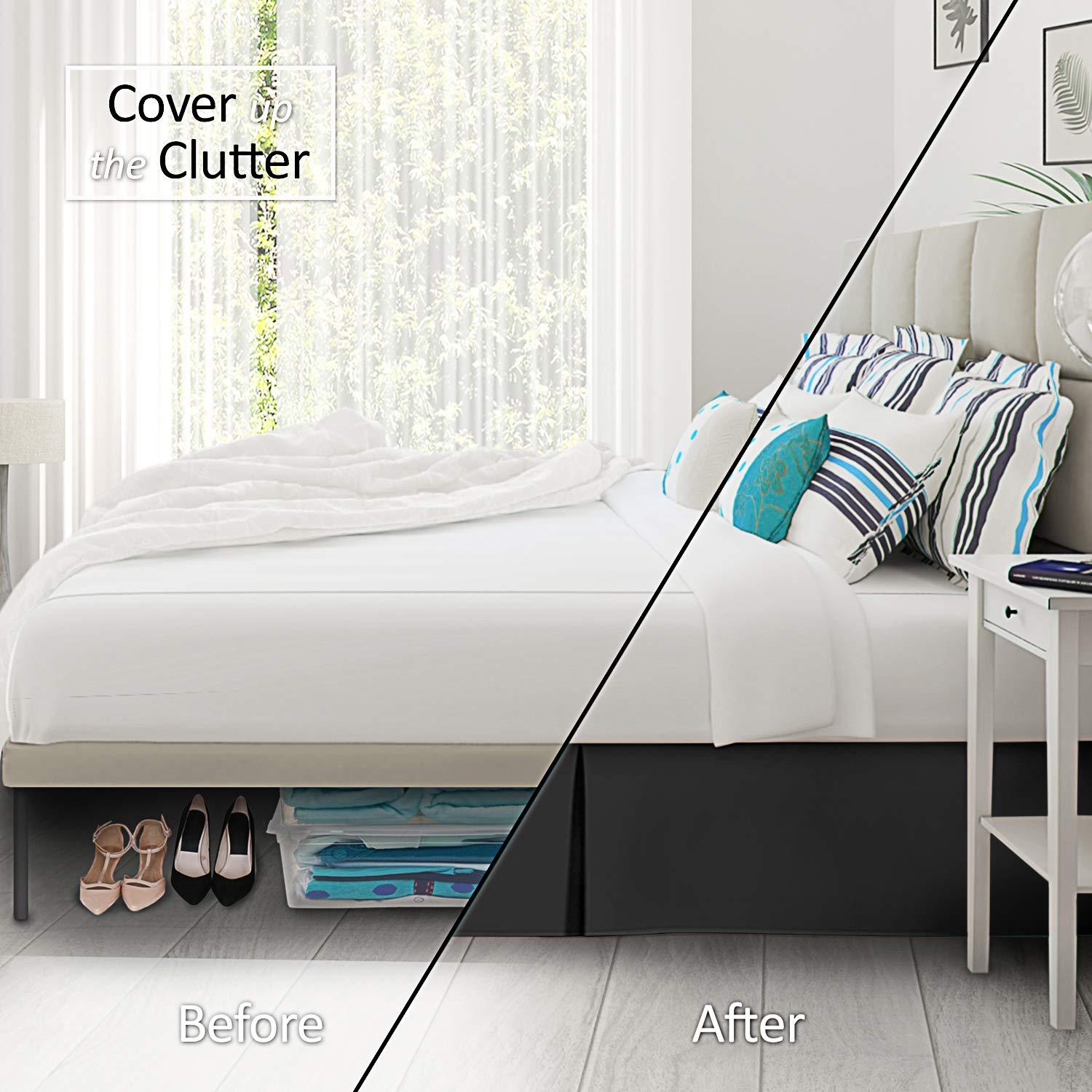 Sajida Cotton Bedding Egyptian Cotton Box Pleated Bed Skirt Twin XL Size with 14 Inches Drop Length 39 x 80 Inches 1000 Thread Count Soft Bed Spring Cover Bed Skirt Easy Fit Winkle & Fade Resistant - Black