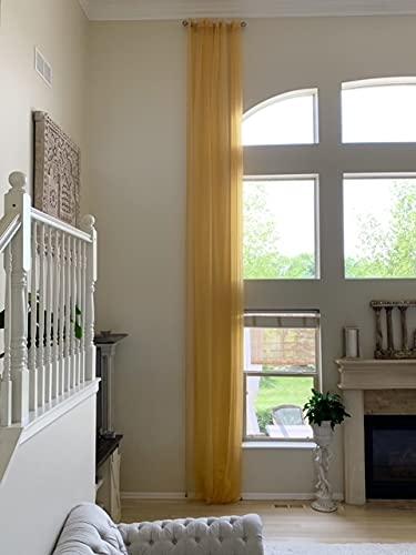 Ikiriska Ikiriska Sheer Polyester Extra Long Curtains 8-24 ft Grommet top (Gold Organza, 100Wx180L)
