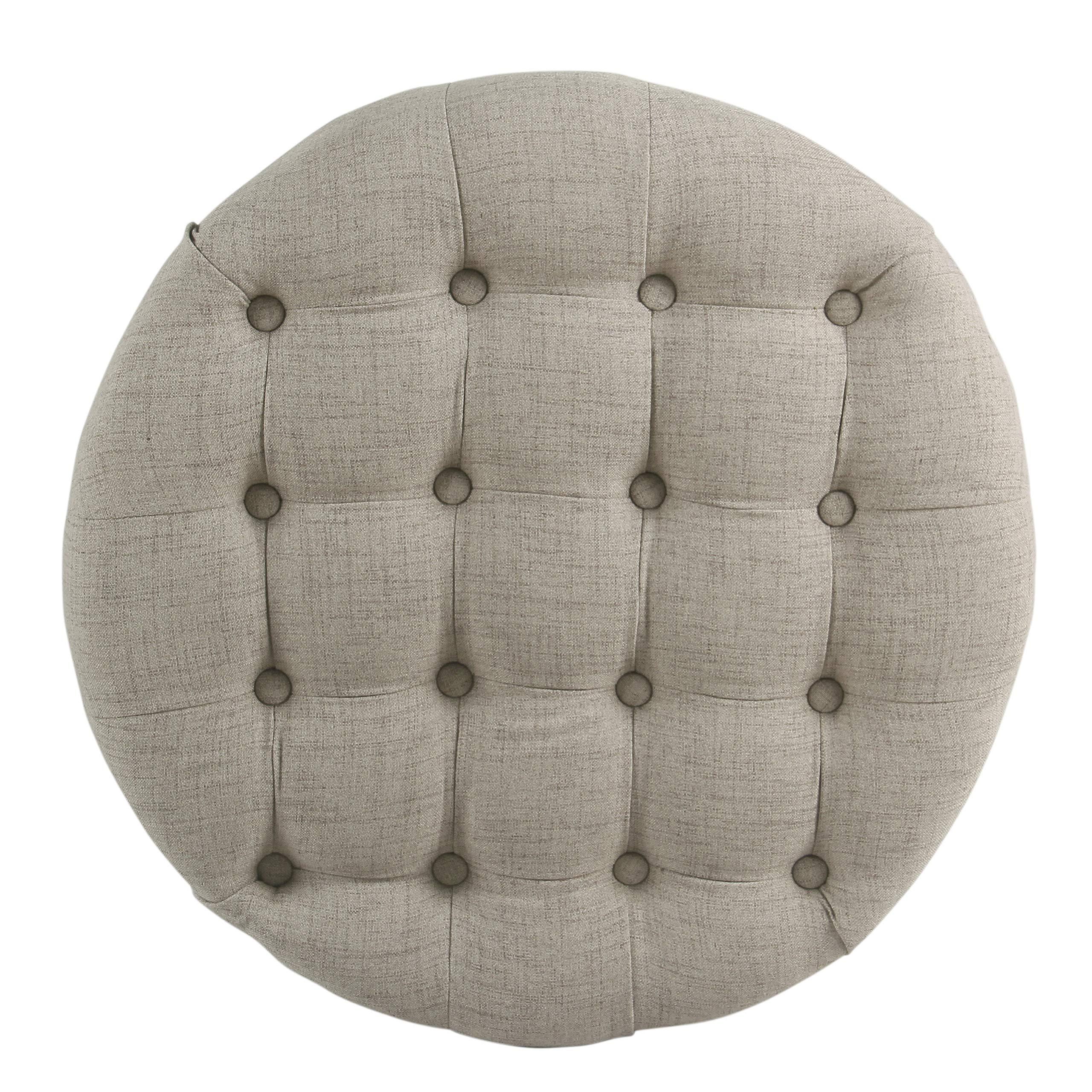 HomePop Homepop Home Decor Button Tufted Woven Round Storage Ottoman Large