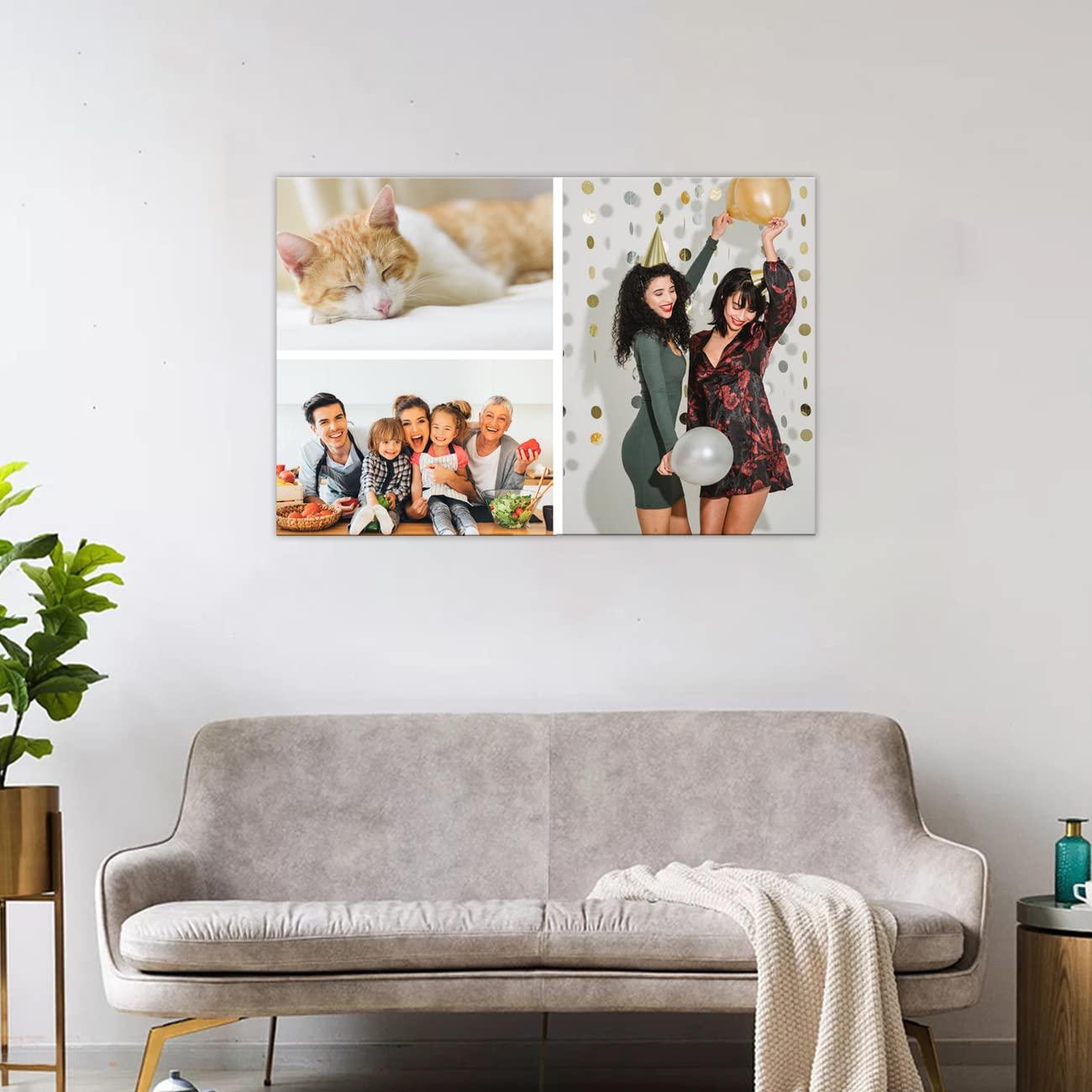 QIXIANG Personalized Canvas Art Custom Portrait Painting Print Your Family Holiday Photo on Canvas 3 Images Collage Picture Framed Digital Printed (24"x36"(60x90cm) Frame, Collage Photo-3)