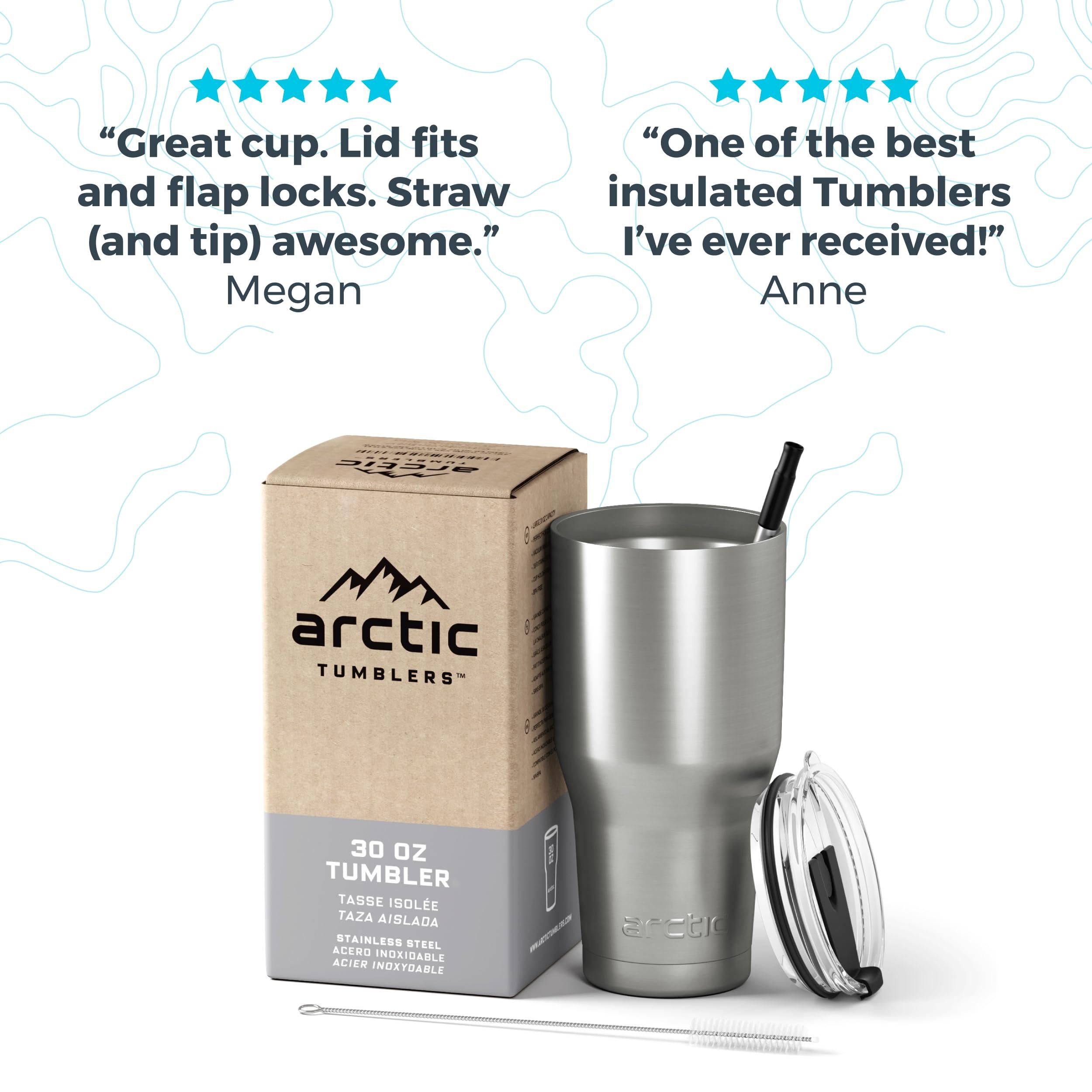 Arctic Tumblers Arctic Tumblers | 30 oz Green Insulated Tumbler with Straw & Cleaner - Retains Temperature up to 24hrs - Non-Spill Splash Proof Lid, Double Wall Vacuum Technology, BPA Free & Built to Last