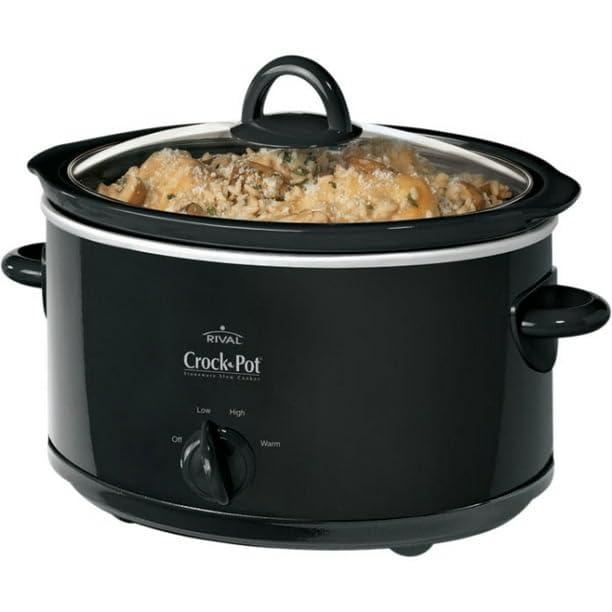 FYNORI 4-Quart Classic Slow Cooker, Black, Oven-Safe Stoneware, Dishwasher-Safe And 3 Manual Heat Settings