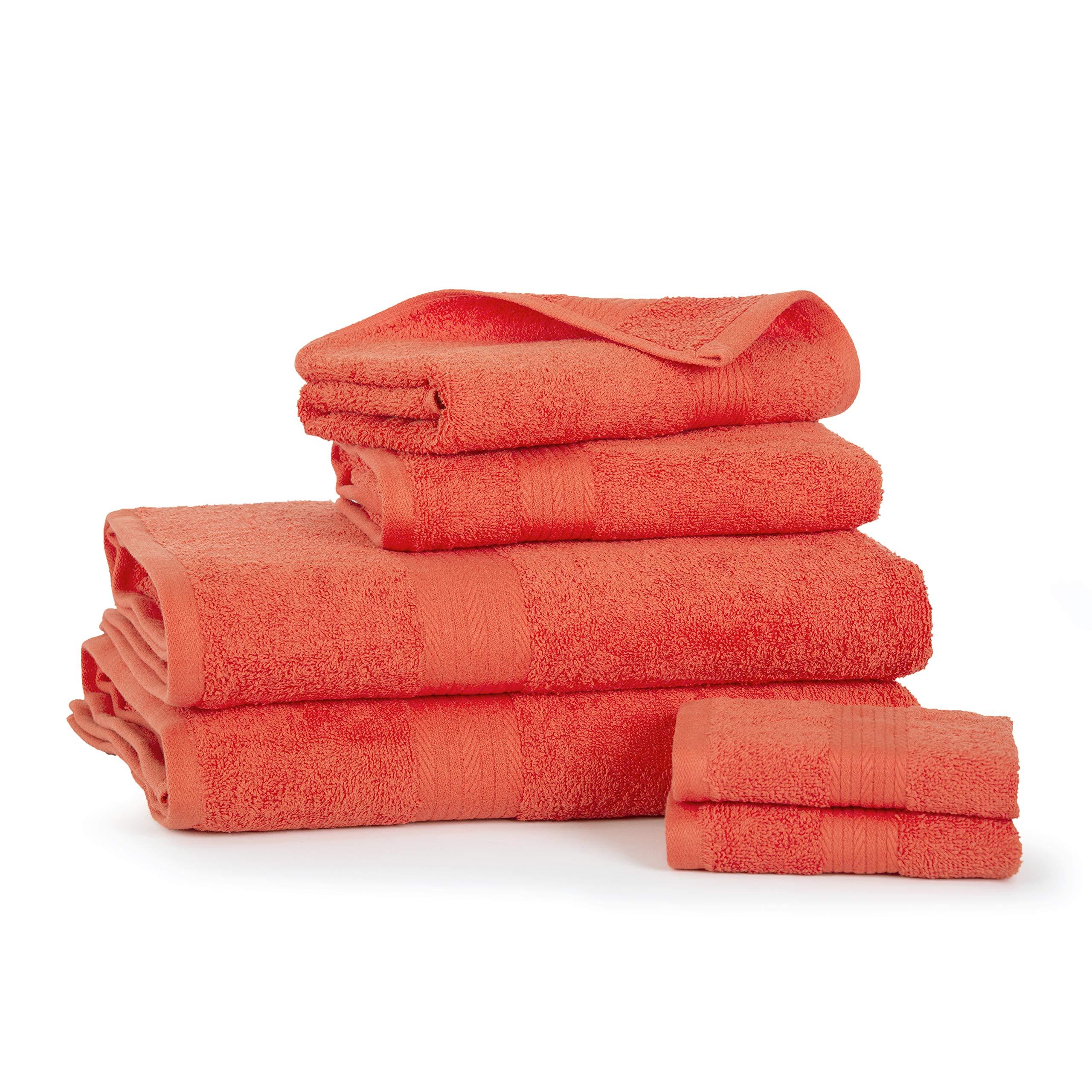 Ample Decor Ample Decor 100% Cotton Luxury 6 Piece Towels Set, 2 Bath Towels, 2 Hand Towels, 2 Wash Cloths for Bathroom - Orange Towel Sets