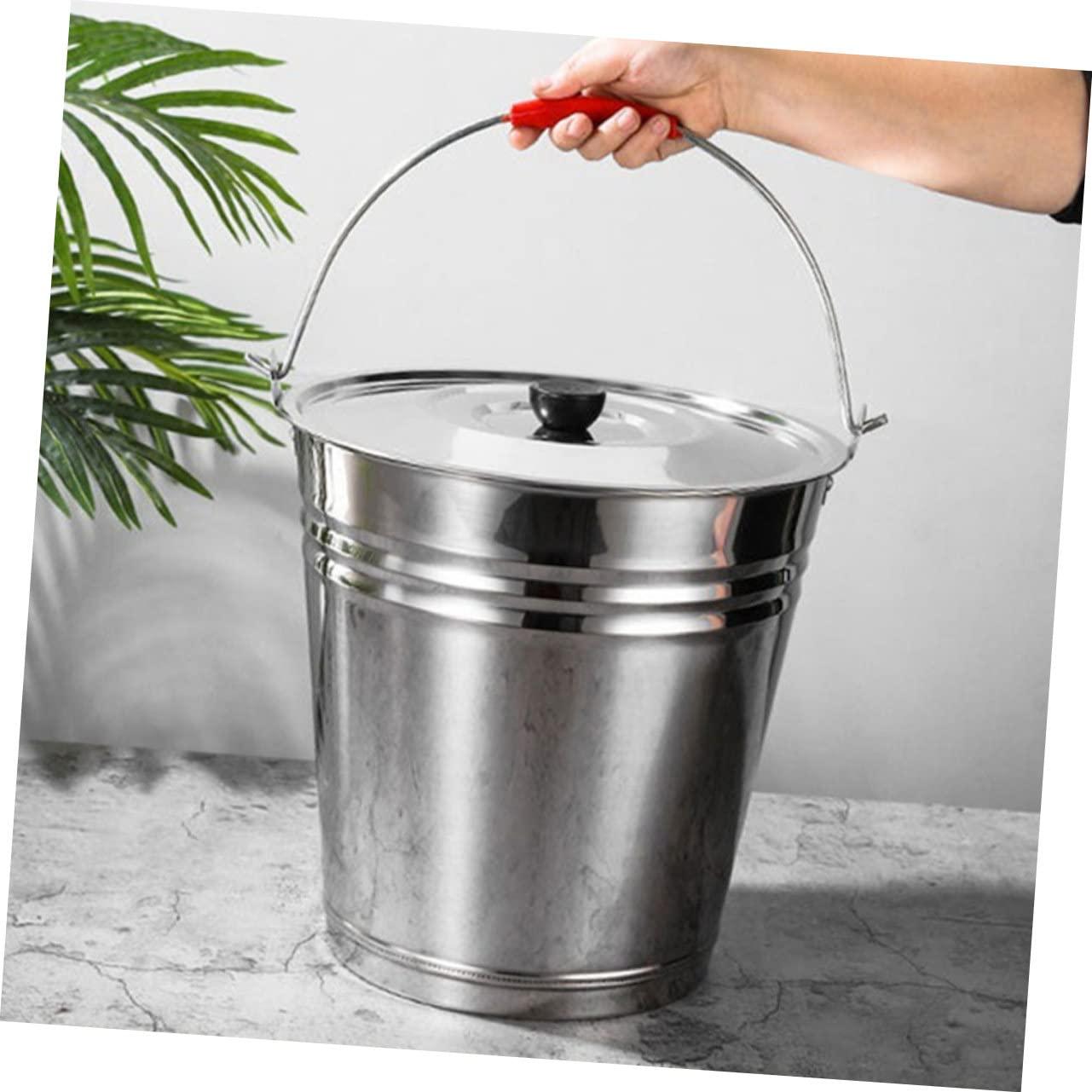 Cabilock Cabilock Ash Bucket with Lid Stainless Steel Fire Pit Ash Pail Large Capacity Outdoor Coal Bucket for BBQ