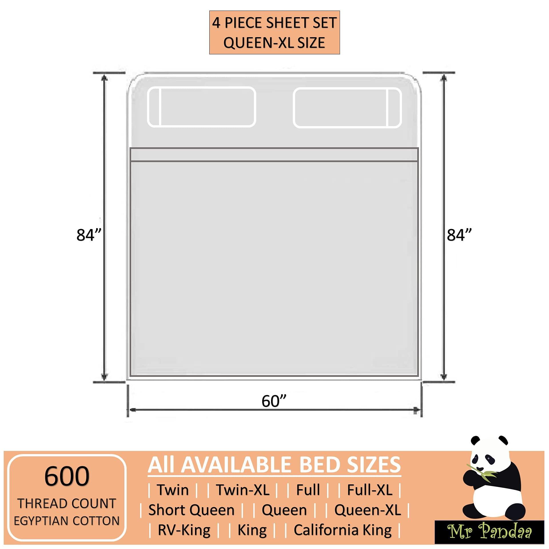 Mr Pandaa True Luxury Hotel Quality 600-Thead-Count Leopard Print-Queen XL Sheet Set, 100% Egyptian Cotton Super Soft-Cooling-Breathable-Comfy-Strong-Durable 4 Piece Set, Fit Upto 28 Extra-Deep-Pockets