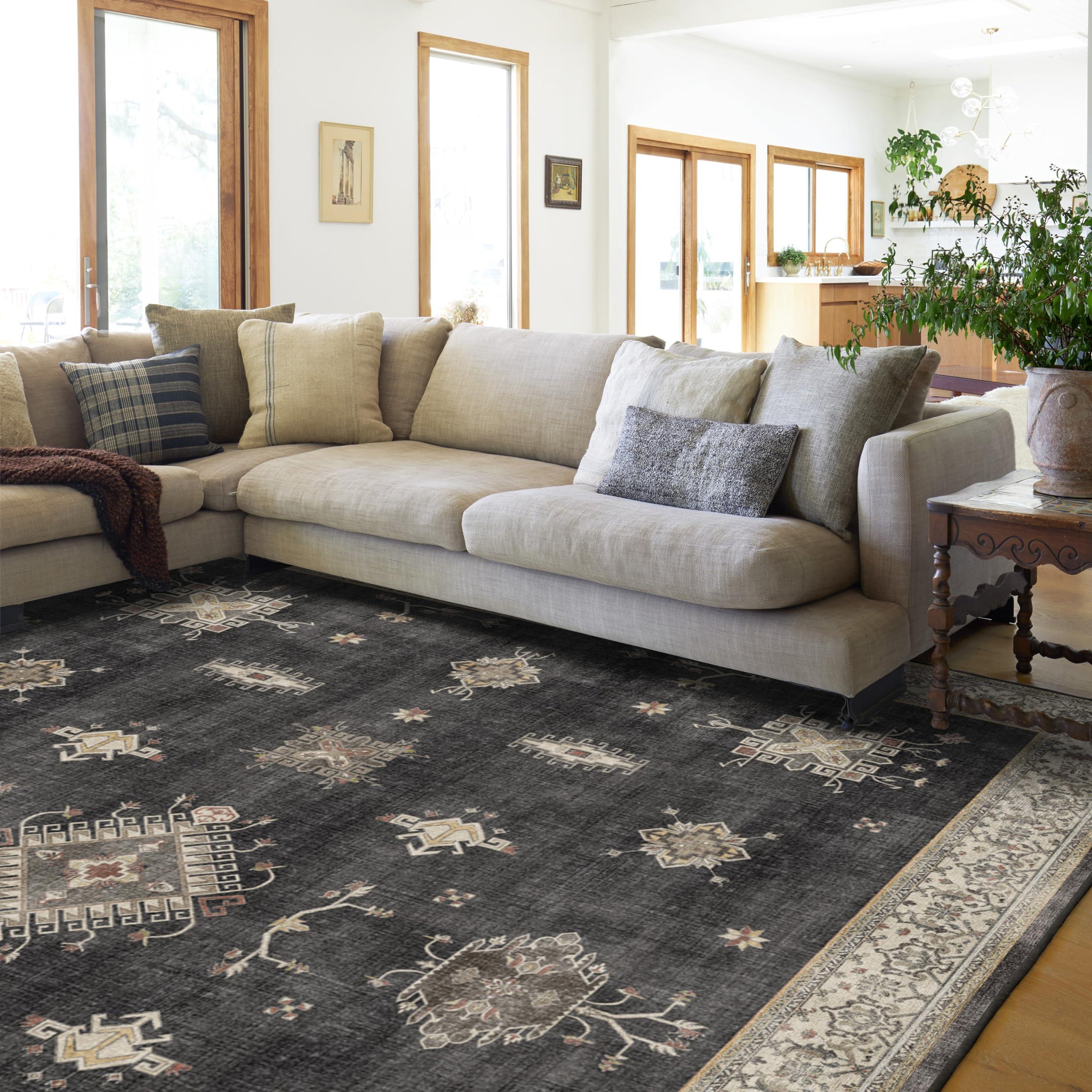RUGGABLE RUGGABLE Verena Dark Wood Machine Washable Area Rug Pet & Child Friendly Stain & Water Resistant Non-Slip 8'x10'