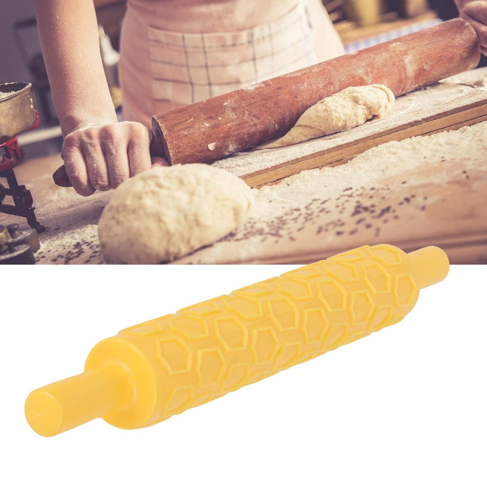 Milltrip Embossed Rolling Pin, Fondant Roller Plastic Handle Rolling Pin for Biscuits Pastry Cake Decoration(#2)