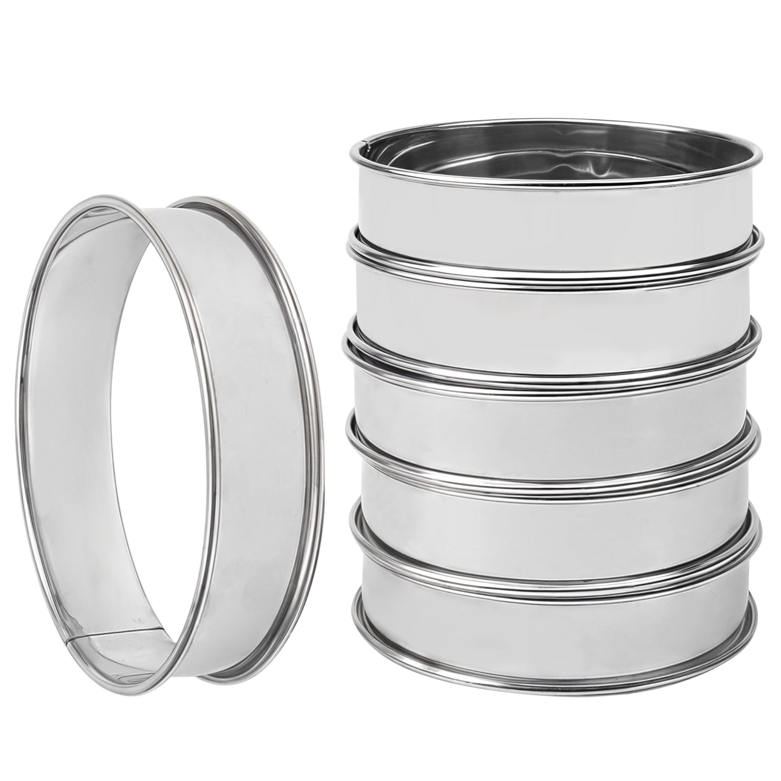 Marsrut 6Pack Stainless Steel Double Rolled Muffin Rings - Deep & Nonstick Molds | Set of Durable Round Tin Hamburger Pan Rings for Baking and Cooking Crumpet, Tart, Cookies, English Dish Pastry (Size: 4inch)