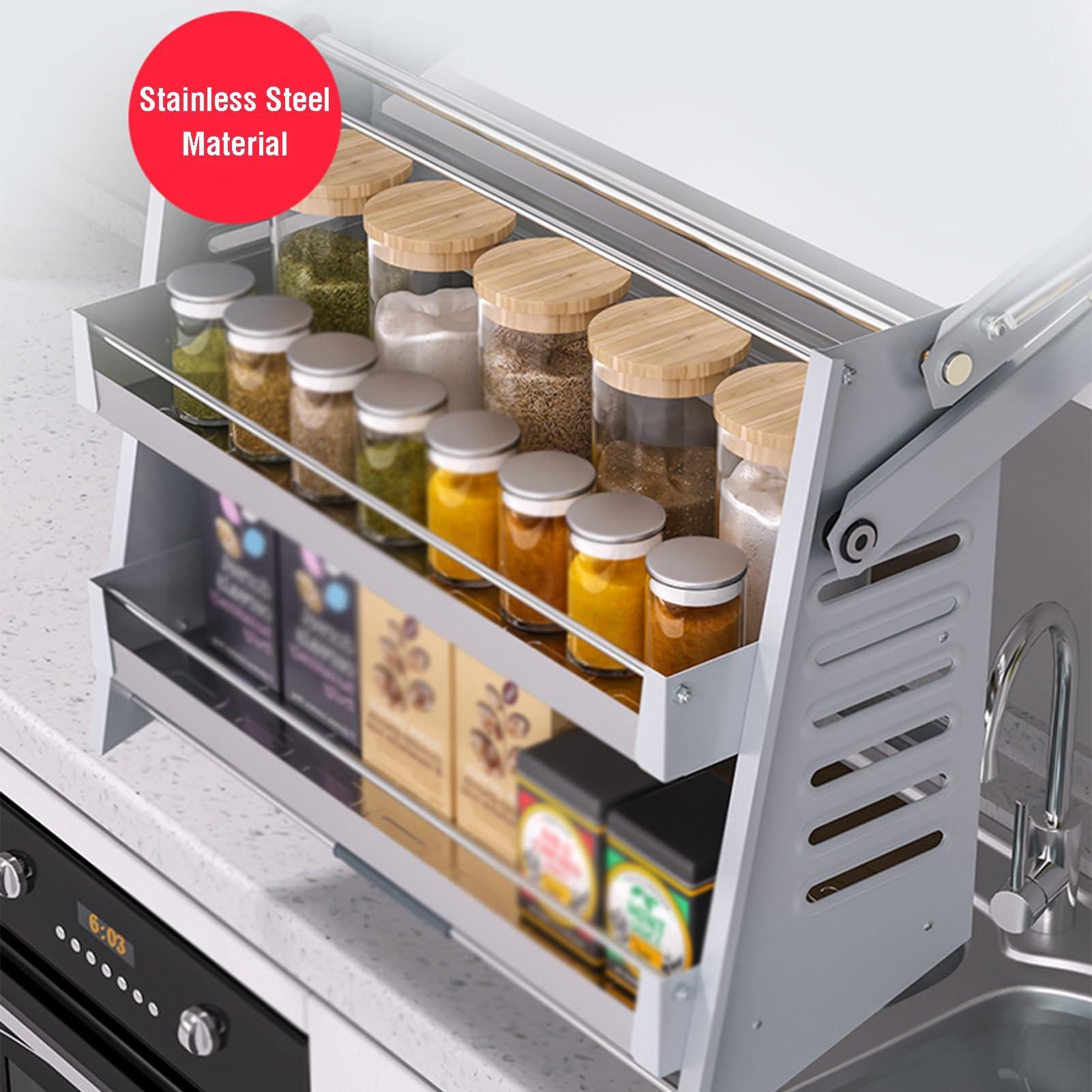 IURDSGIEOOOEWSU Pull Down Cabinet Shelf,Kitchen Shelf Lifting Basket,High Cabinet Pull Down Shelf,Suitable for Kitchen,Bar,Cafe Cabinet and Pantry,Load Bearing 20kg (Size : 66x30x58cm) ()