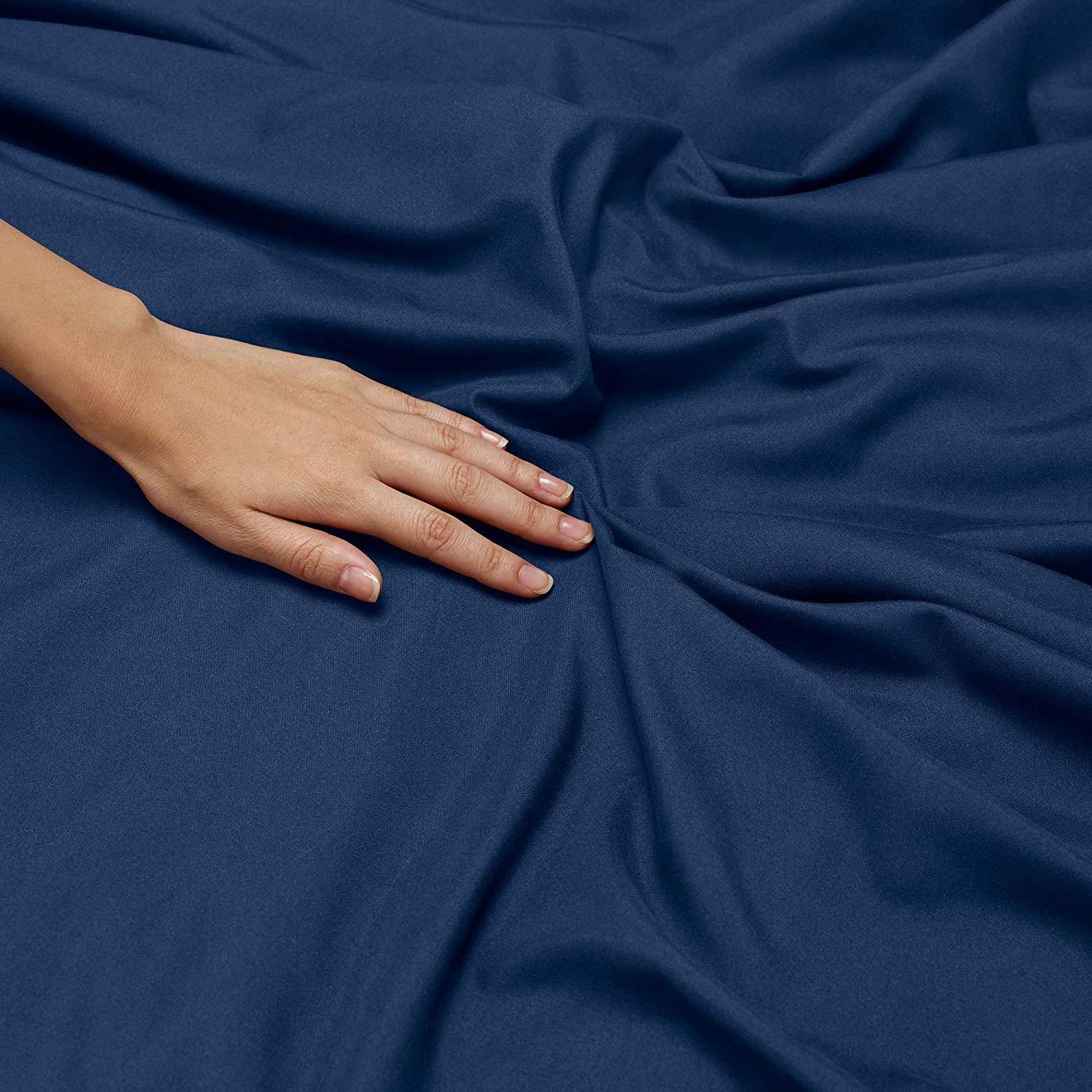 Comfort Bed Store Comfort Store Bedding 2 Piece 400 GSM Comforted Set Collection Organic Cotton 1000 Thread Count Solid 1 Duvet Cover, 1 Comforter (Navy Blue Queen, Set of 2)