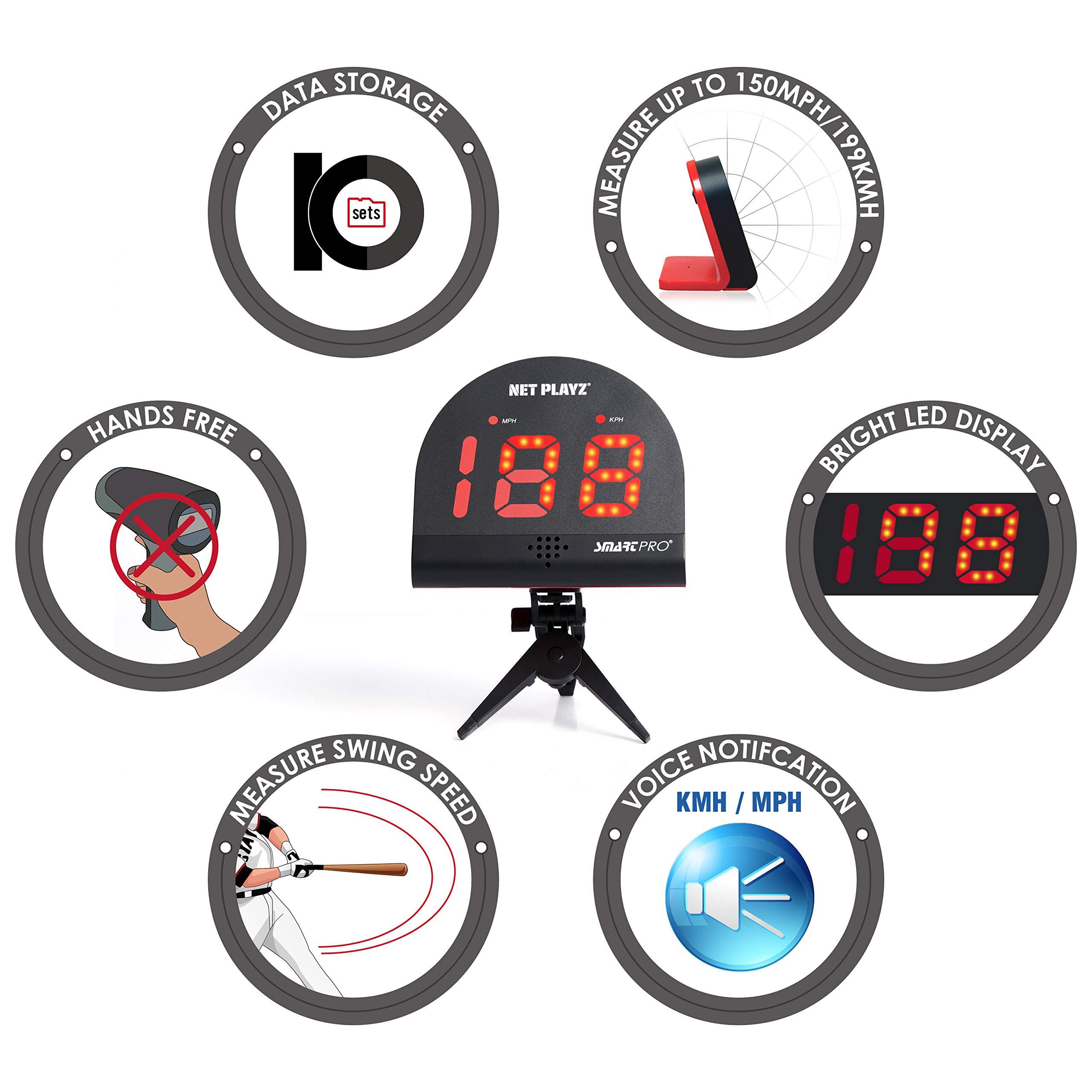 NET PLAYZ NET PLAYZ Speed Radar, Muti-Sports Radar Gun (Hands-Free) Measure Speed Sensors for Baseball Softball Tennis Soccer Hockey Lacrosse Handball | Training Aids / Gadget Gifts