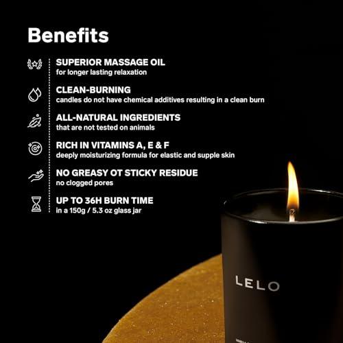 LELO LELO Flickering Touch Massage Candle, Melts into Massage Oil, Scented Candle Body Massage Oil, Luxury Skin Treatment, Black Pepper & Pomegranate Scent
