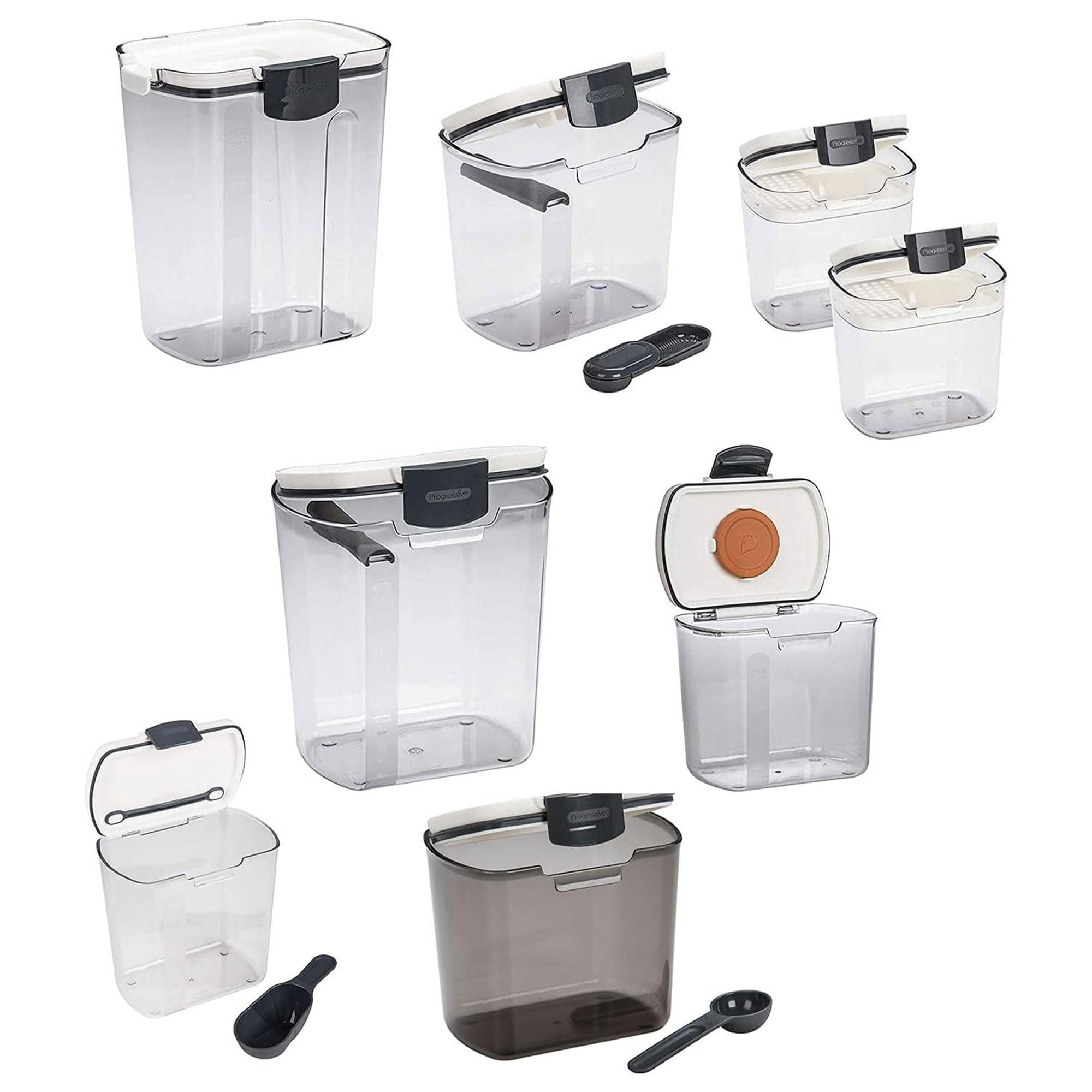 Progressive International Progressive International Prepworks ProKeeper 8 Piece Food Storage Containers Set with Air Tight Lids for Home and Professional Use, Clear/Gray