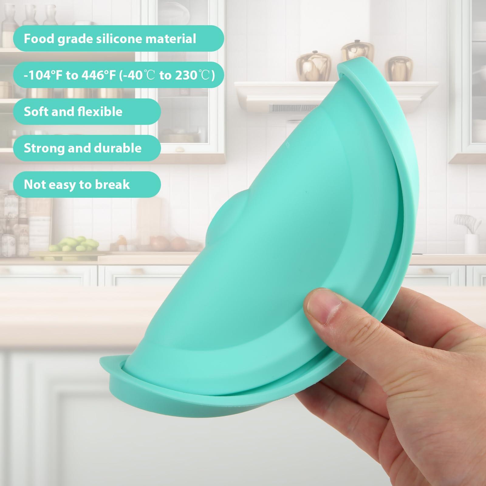 EuChoiz Replacement Lids for Pyrex 7201-PC 4 Cup, Silicone Round Storage Cover Lid for Anchor Hocking Glass Bowl 2 Pack with Date Mark Turquoise