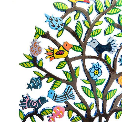 Yair Emanuel Yair Emanuel Tree of Life Menorah with Birds and Pomegranates in Lazer-Cut Metal