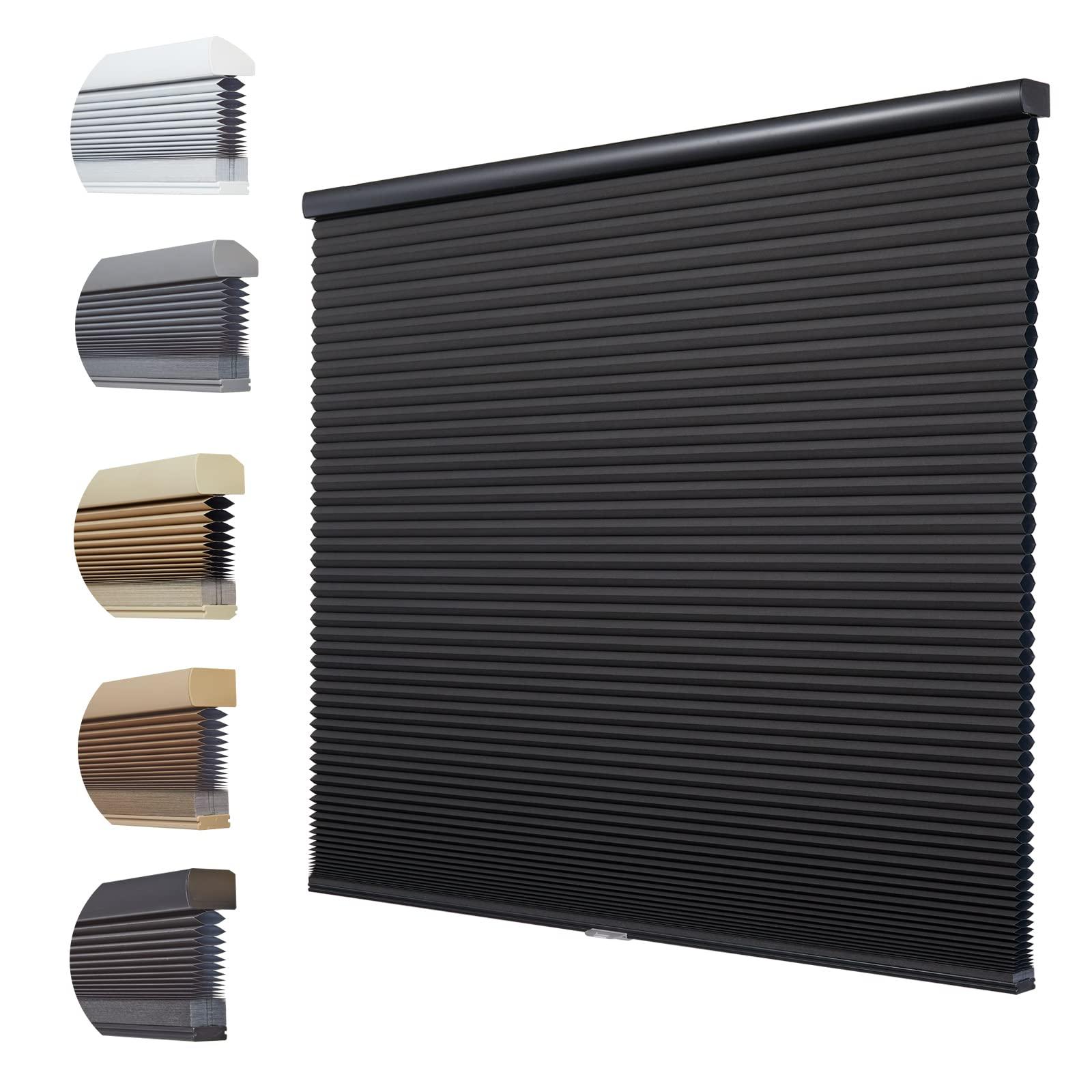Persilux Persilux Cellular Window Shades Honeycomb Blinds for Windows Cordless Thermal Insulated Noise Reduction Bottom up for Home, Night Black, 38" W x 54" H