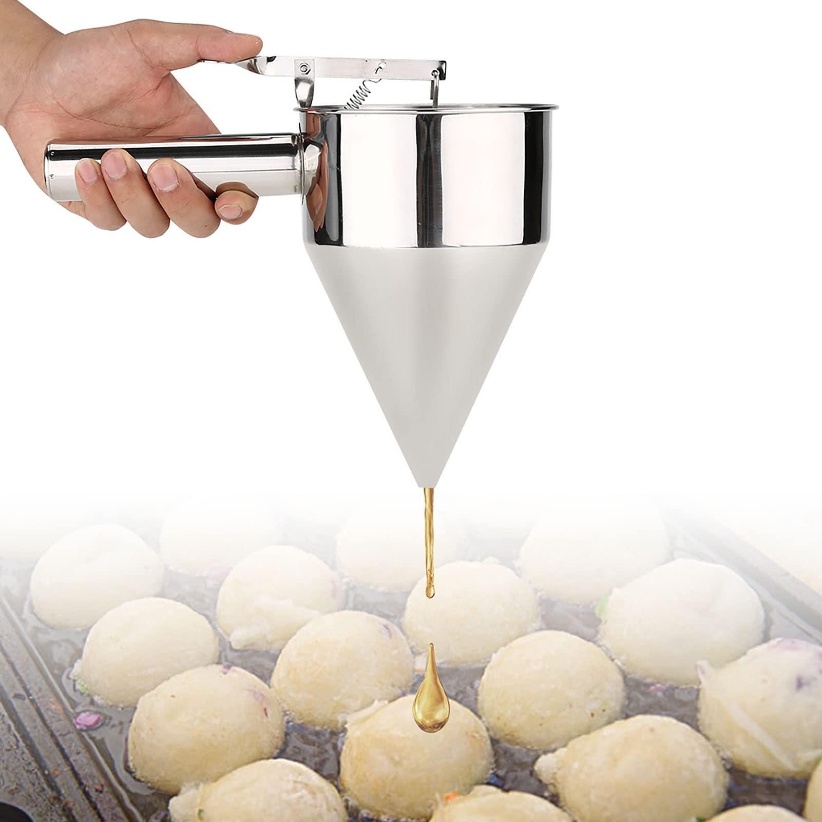 Akozon Akozon Stainless Steel Baking Funnel with Rack, Pancake Batter Dispenser, Octopus Balls & Cupcake Making Kitchen Tool for Home & Bakery Use
