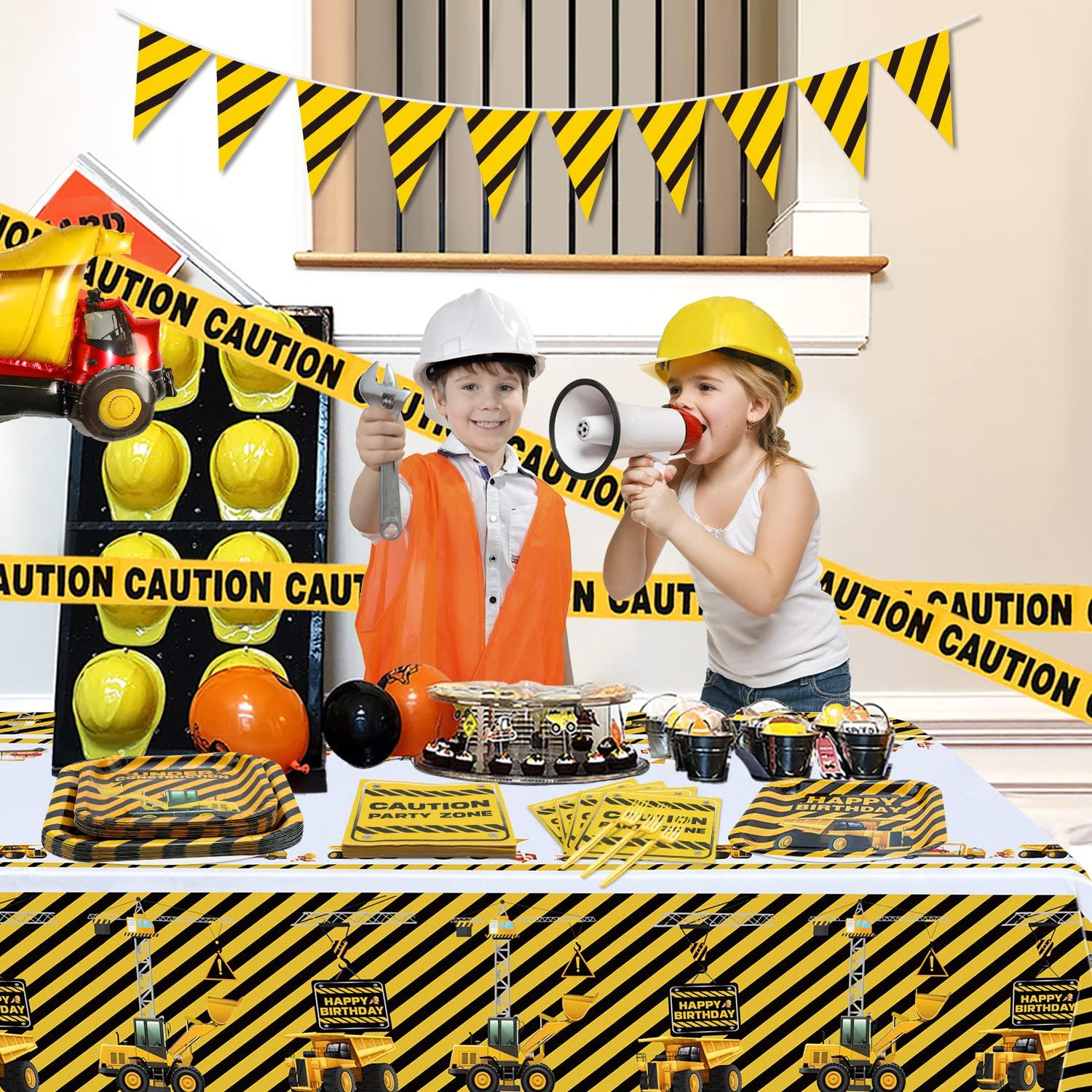 INSPIREYEE INSPIREYEE 160 Pack Construction Birthday Party Supplies Dump Truck Construction Birthday Decorations Construction Party Tableware Set - Plate, Napkins Serves 40
