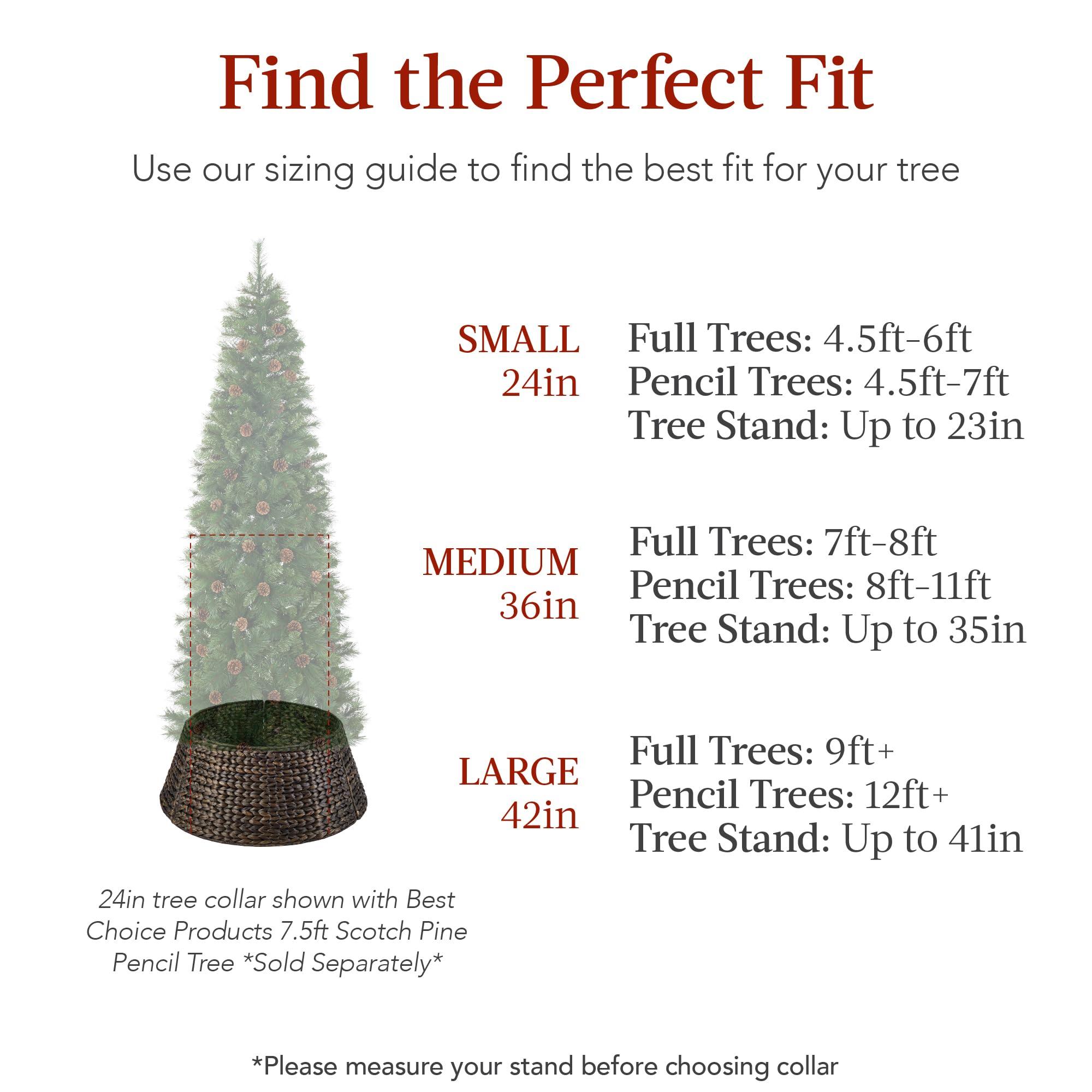 Best Choice Products Best Choice Products 24in Christmas Tree Collar, Woven Hyacinth 3-Piece Holiday Rattan Tree Skirt Accessory for Home w/Cord Cut-Out - Natural