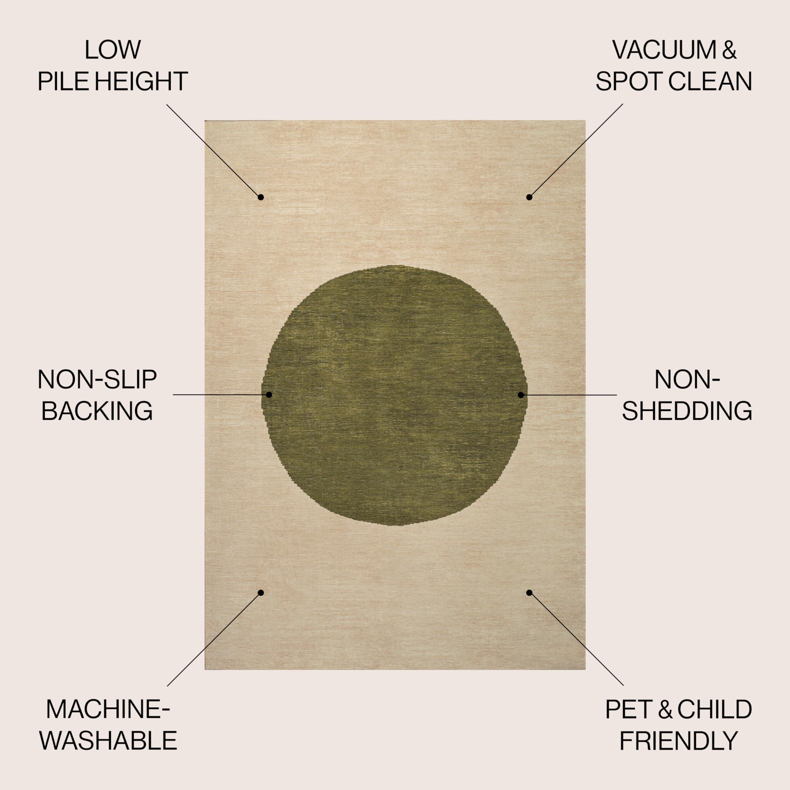 JONATHAN Y JONATHAN Y WSH113C-8 Cirkel Minimalist Geometric Dot Machine-Washable Indoor Area-Rug, Scandinavian, Modern, Bohemian Easy-Washing,Bedroom,Kitchen,Living Room,Non Shedding, Cream/Green, 8 X 10