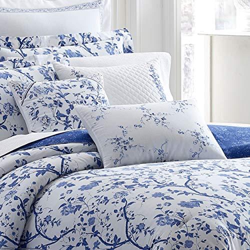 Laura Ashley Laura Ashley Home - Twin Comforter Set, Cotton Bedding with Matching Sham & Bed Skirt, Stylish Home Decor (Charlotte Blue, Twin)