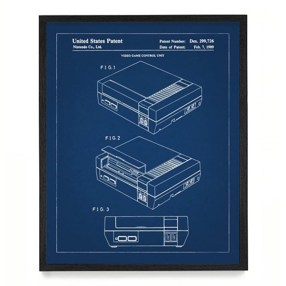 WUNDERKAMMER STUDIO WUNDERKAMMER STUDIO Vintage Nintendo NES Patent Poster Print - Video Game Wall Art - House Home Dcor - Gamer Gift - 16 x 20 Framed Print