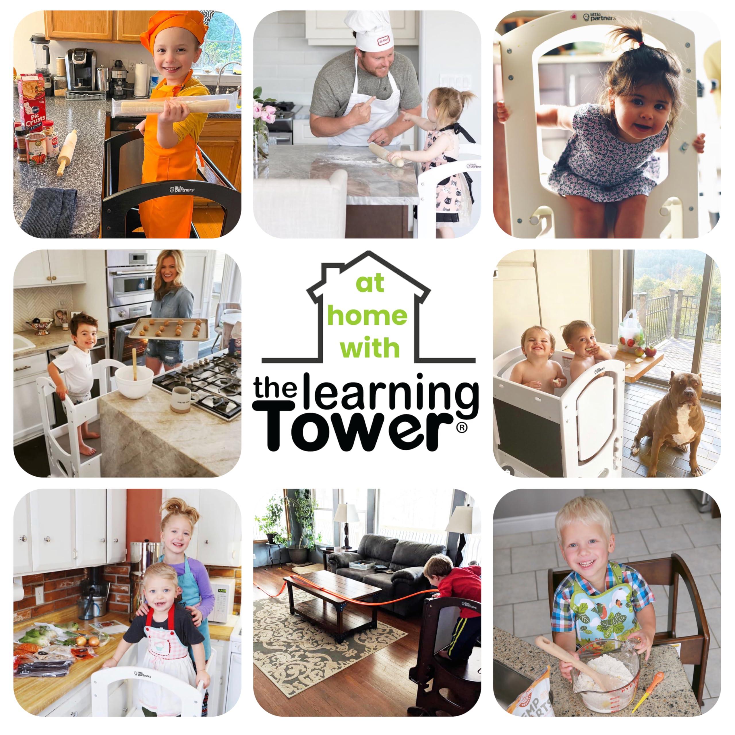 Little Partners Little Partners Kids Learning Tower, Toddler Tower - Adjustable Height Kitchen Step Stool - Encourages Learning, Independence, and Engagement - Safety Climbing Tower for Kitchen Counter (Soft White)