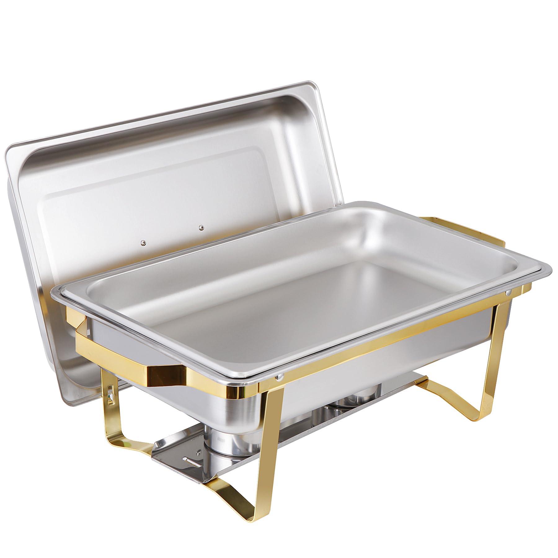 HomGarden HomGarden 8 Pack 8QT Chafing Dish Stainless Steel Complete Buffet Set, High Grade Chafers and Buffet Warmer Set for Kitchen Party Banquet Dining, Gold and Silver