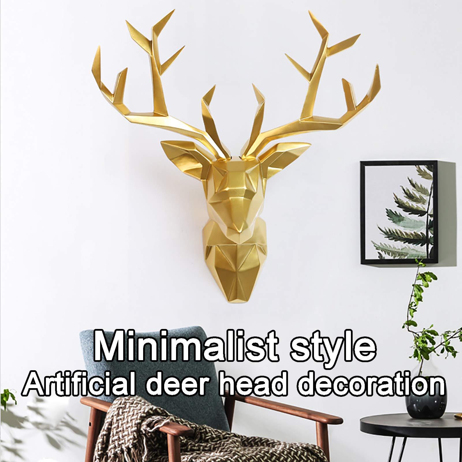 Feelme Feelme Faux Deer Head,Wall Charmers Rustic Wall Decor Deer Antlers,Wall Mounted Faux Taxidermy Animal Head Wall Decor, Faux Antlers Wall Sculptures