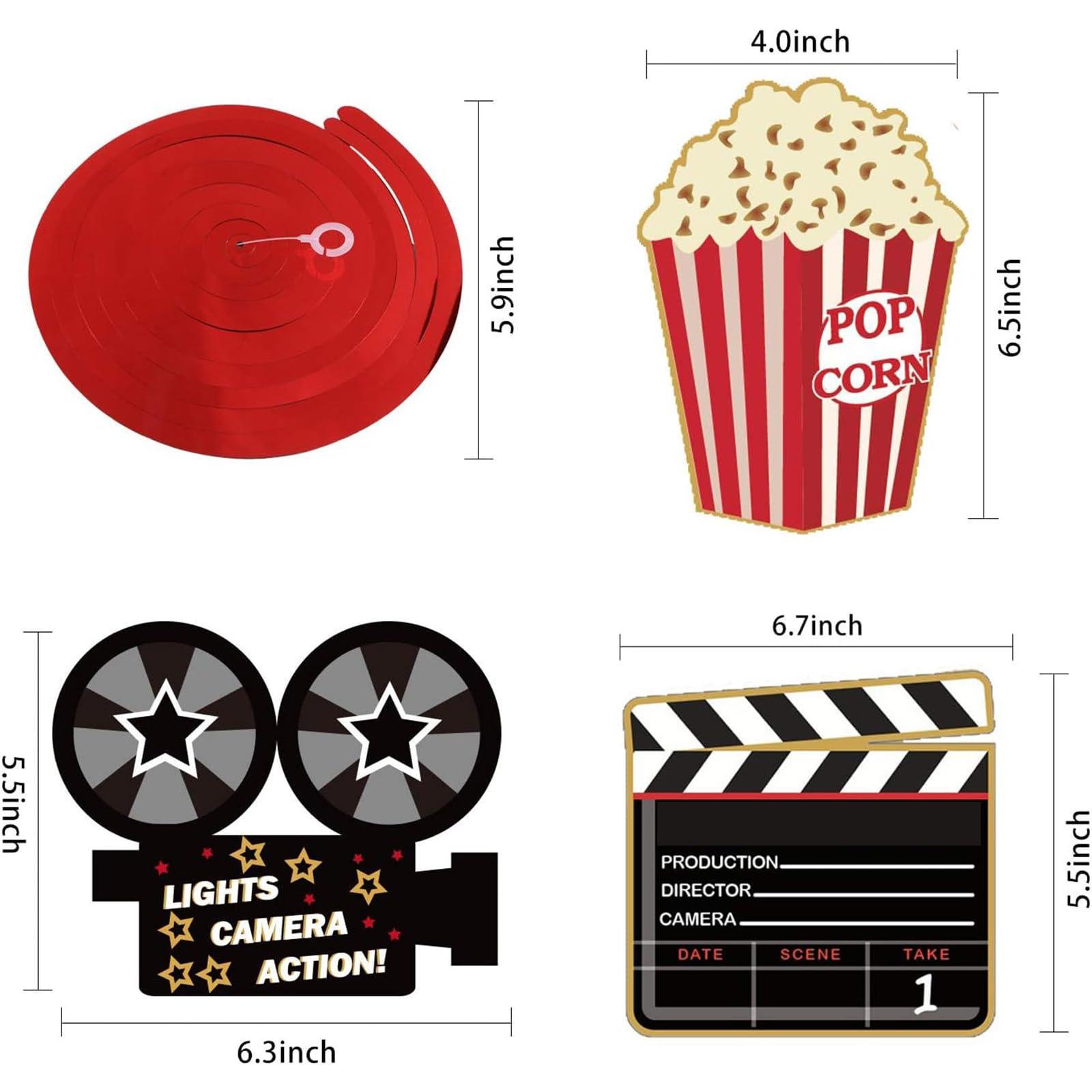 JOLLYSTYLE 36Ct Movie Night Party Decorations Hanging Swirls - Movie Theater Themed Bridal Shower/Birthday Party Supplies Film Backdrop