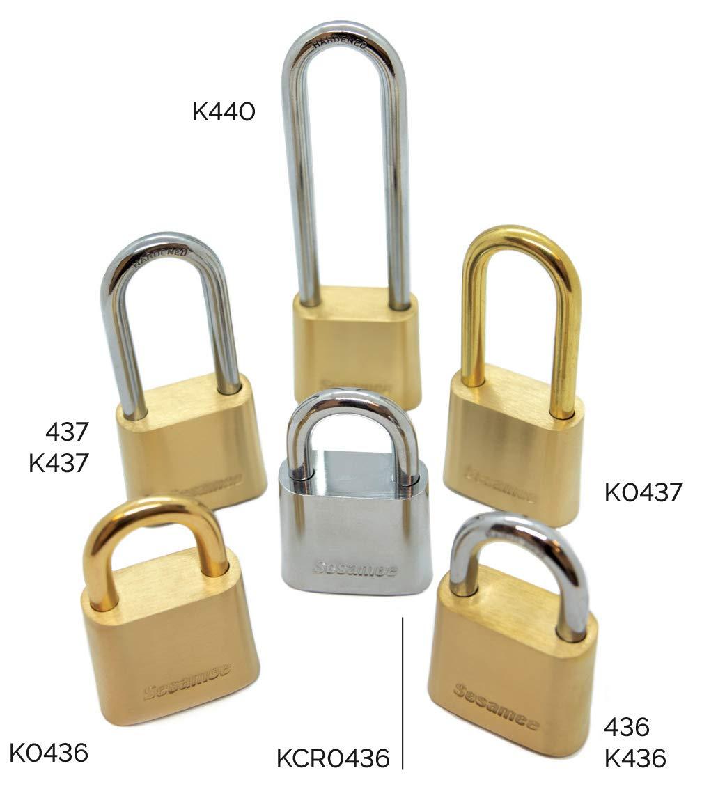 CCL Security Products Sesamee K436 4 Dial Bottom Resettable Combination Brass Padlock with 1-Inch Hardened Steel Shackle and 10000 Potential Combinations