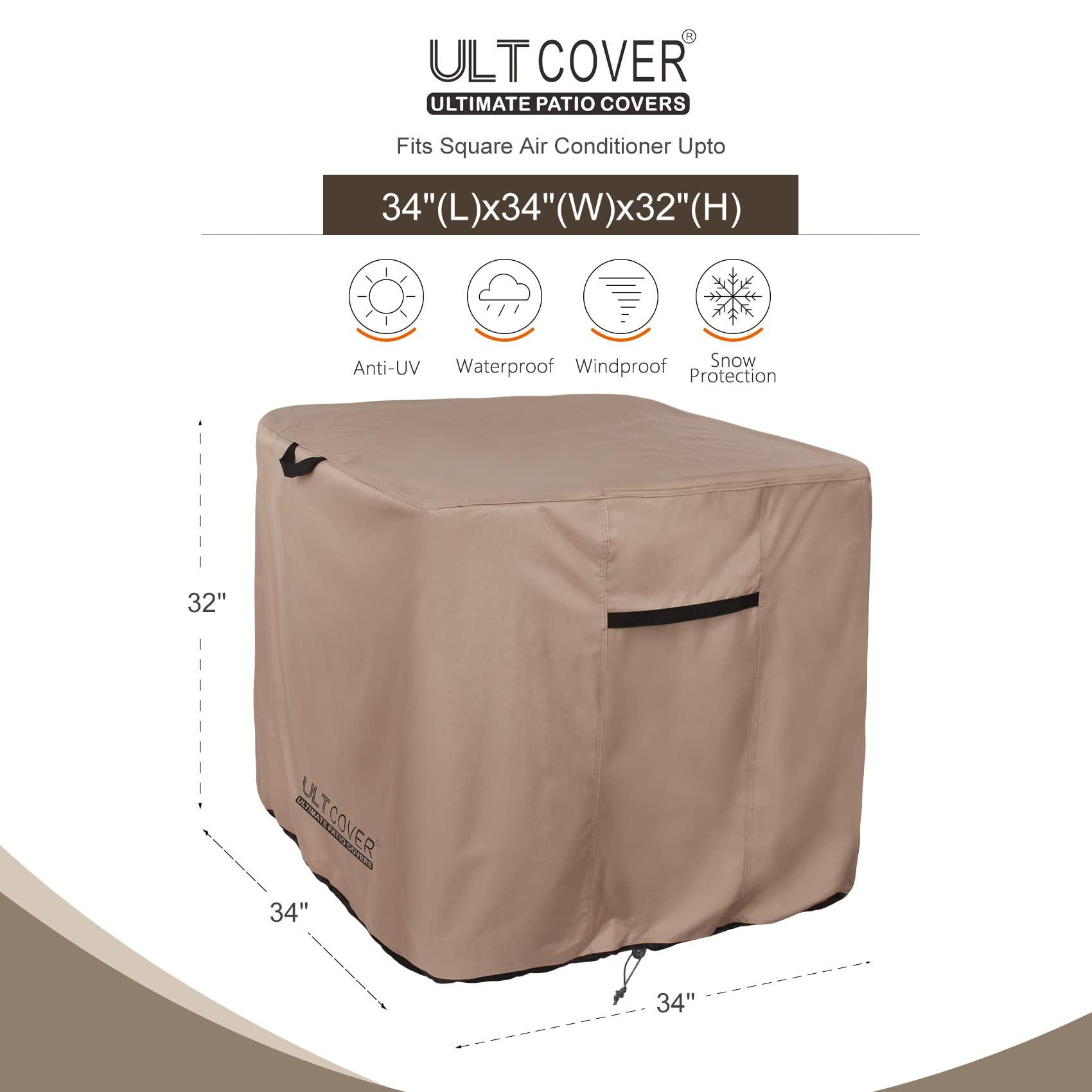 ULTCOVER ULTCOVER Waterproof Square Air Conditioner Cover for Outside AC Units Size Upto 34W x 34D x 32H inch