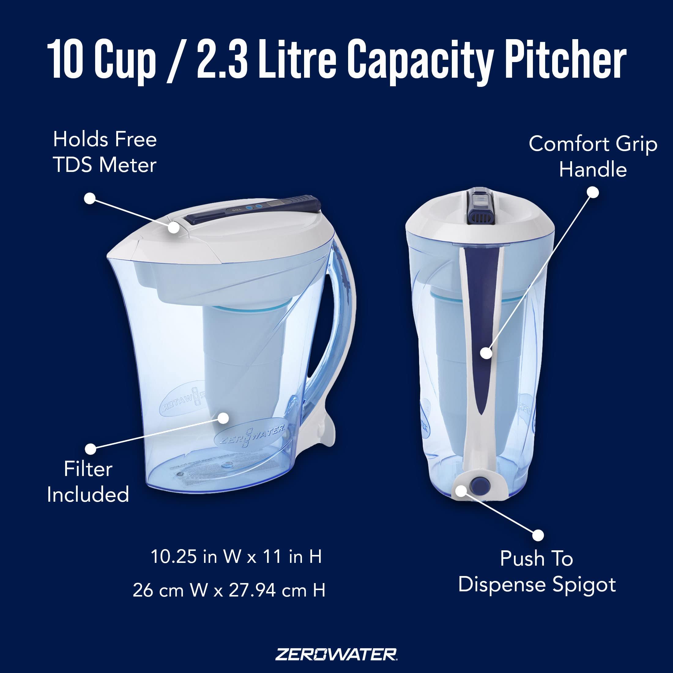 ZeroWater ZeroWater Official Replacement Filter 3-Pack + ZeroWater 10-Cup Ready-Pour Water Filter Pitcher