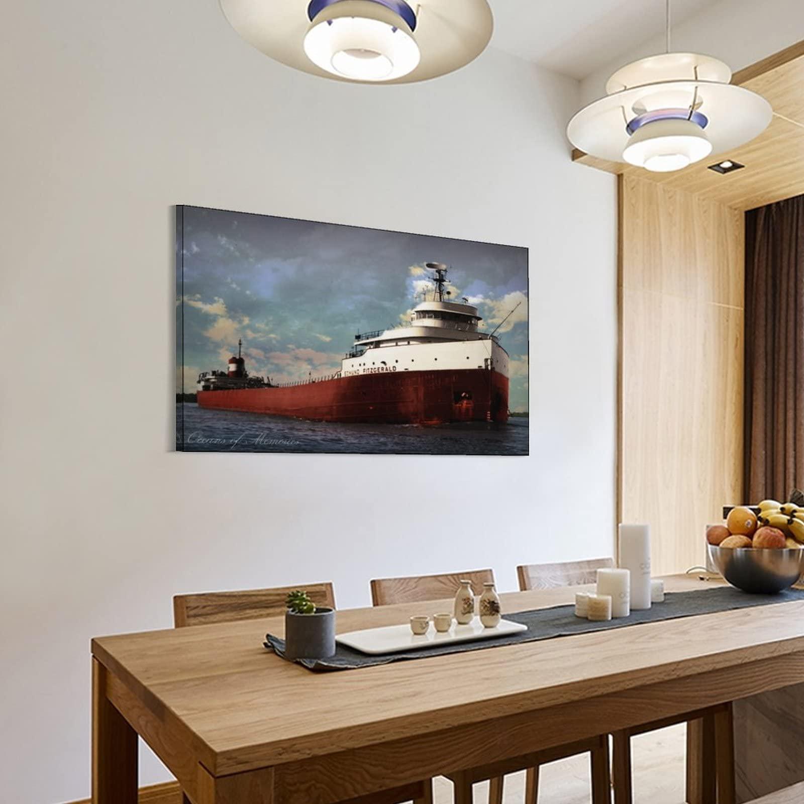 generic Edmund Fitzgerald Ship Painting Poster (4) Wall Art Paintings Canvas Wall Decor Home Decor Living Room Decor Aesthetic Prints 20x30inch(50x75cm) Frame-style