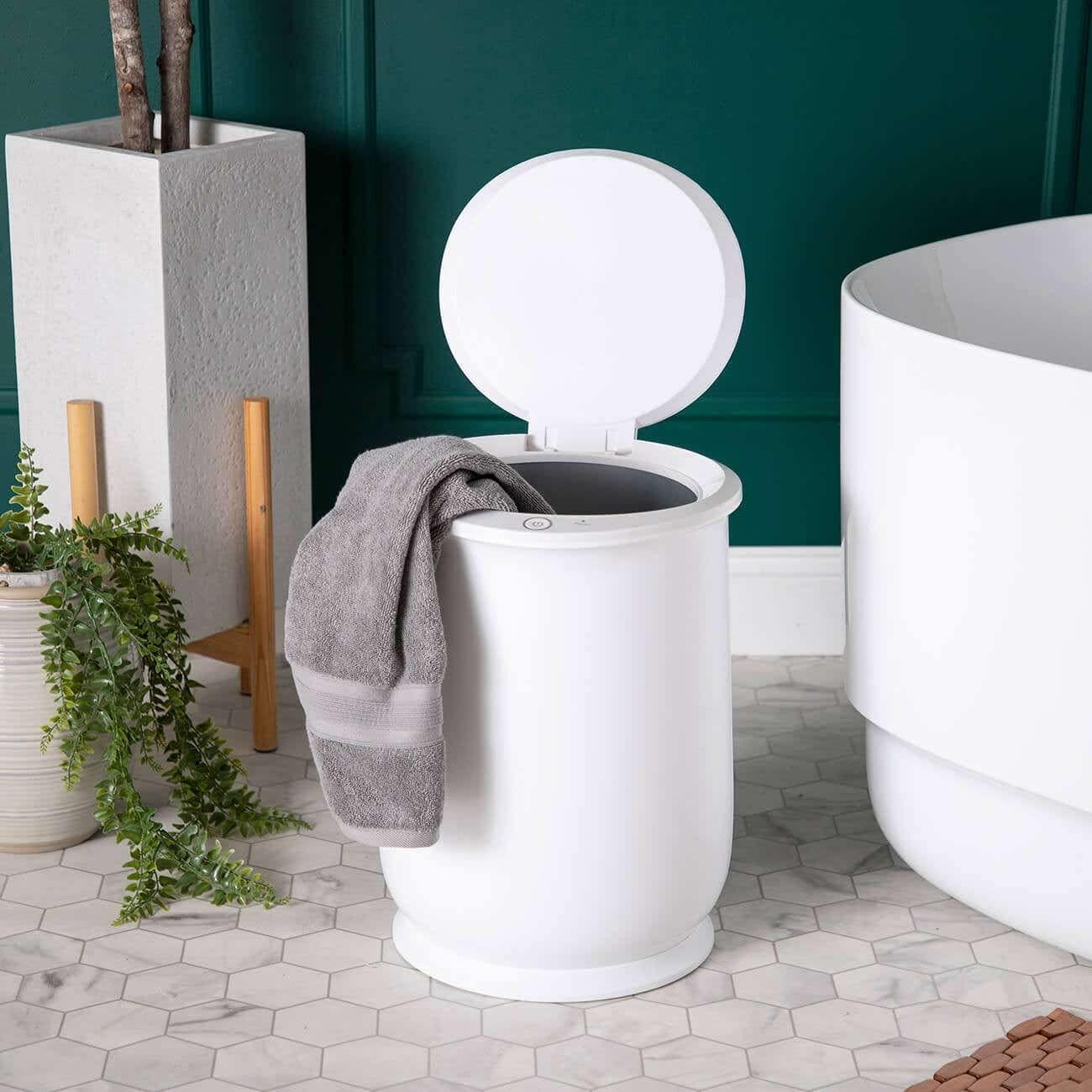 Vintage Tub & Bath Large Towel Warmer for Bathroom - Heated Towel Warmers Bucket, Wood Handle, Auto Shut Off, Fits Up to Two 40\"X70\" Oversized Towels, Bathrobes, Blankets, PJ\'s and More