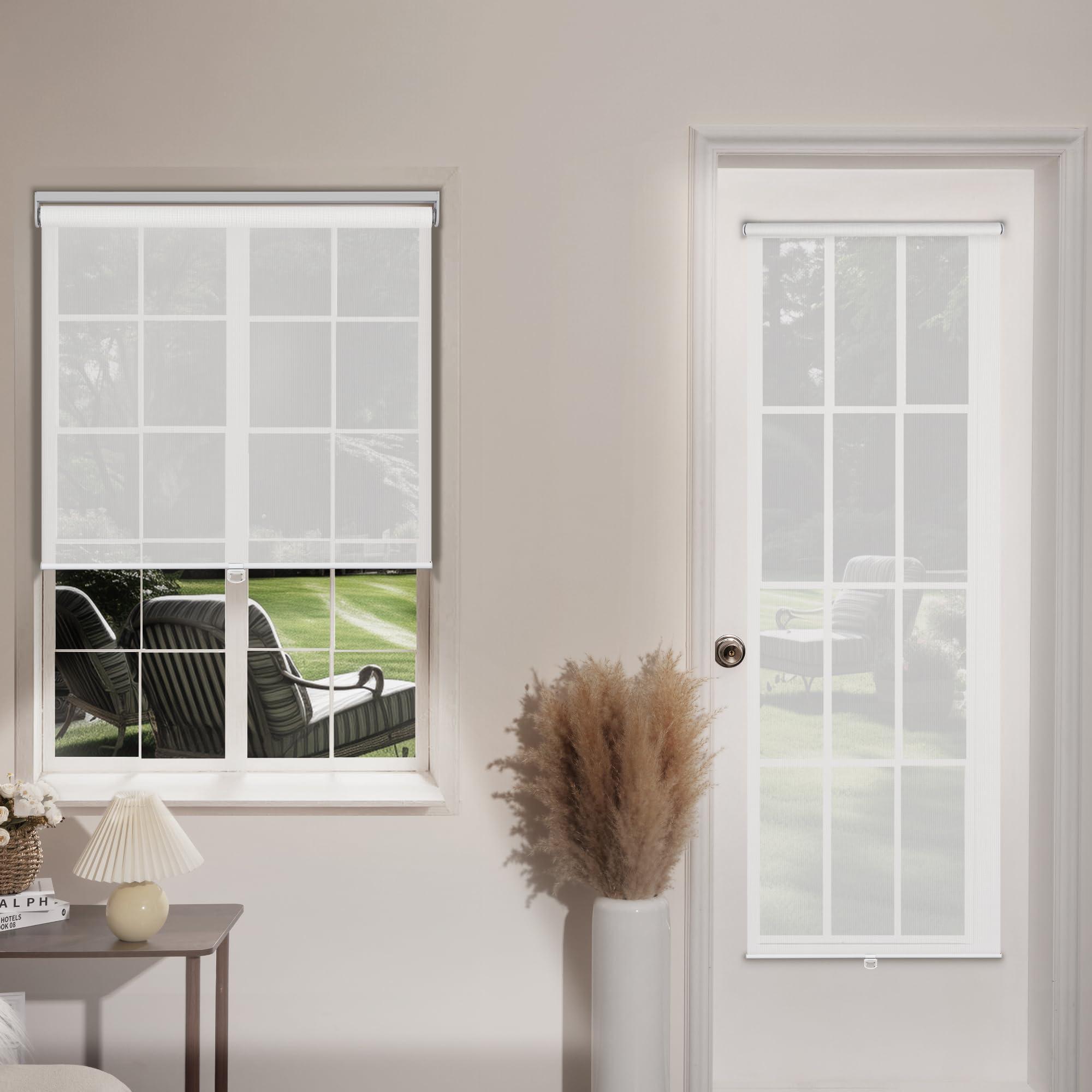 Sulugood Sulugood Light Filtering Roller Shades for Window 5% Openness Cordless Roller Blinds Solar Shades,UV Protection Fabric,Easy Installation Shades for Home, Hotel, Office,White.45 W x 64" H