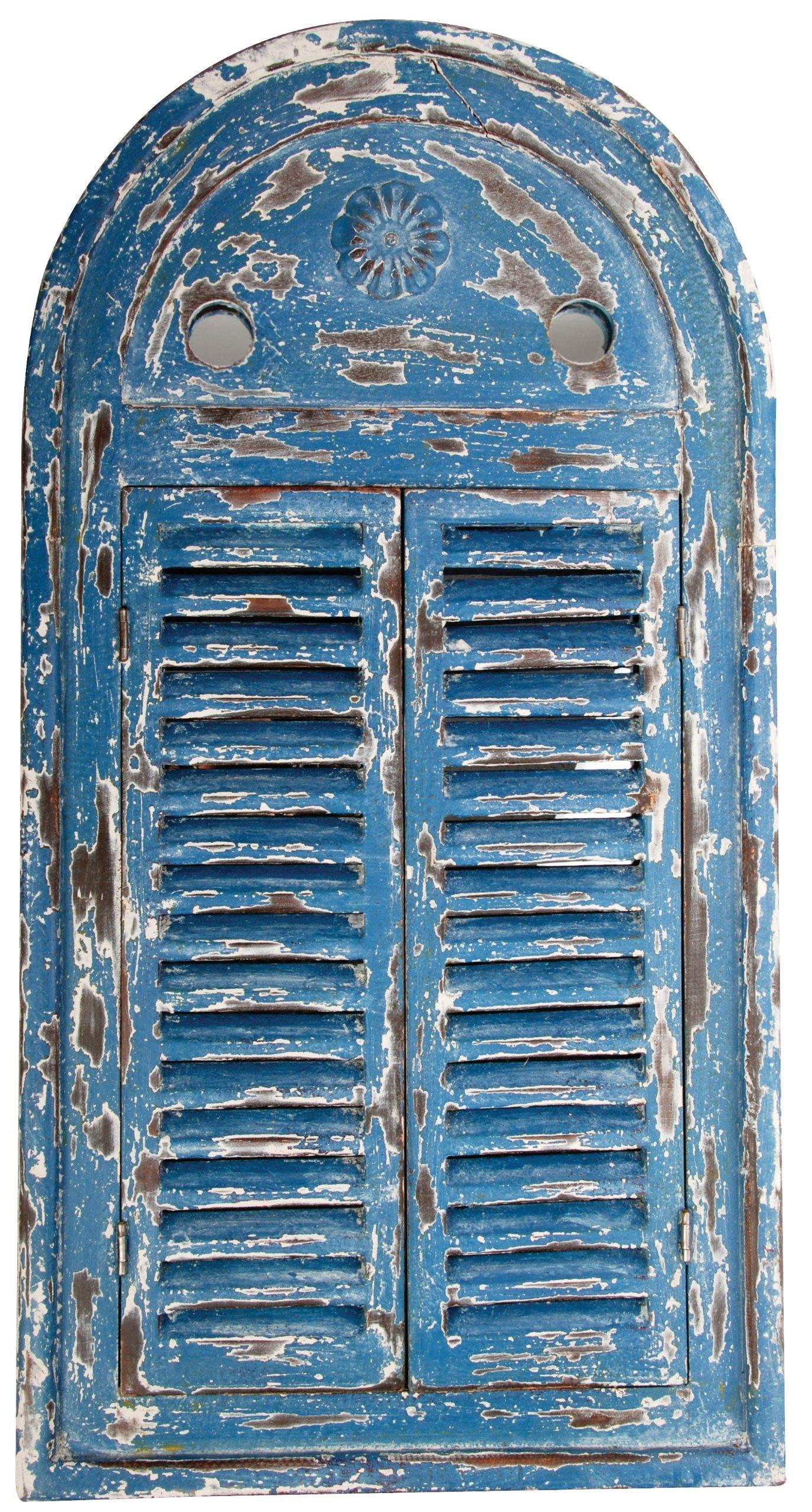 Esschert Design Esschert Design WD13 Mirror Louvre Distressed, Blue Finish, 39.2 x 3.9 x 75 cm
