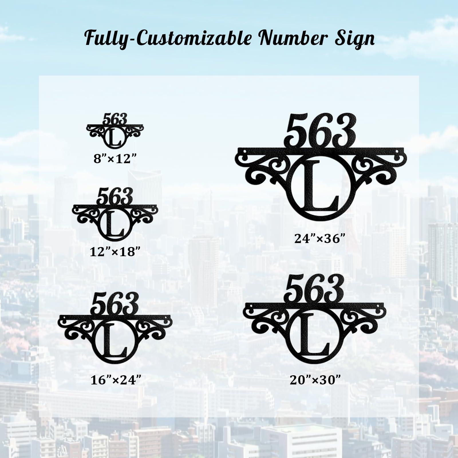YUAJSTERL Custom Metal Address Sign Street Plaque with Initials, Personalized House Number Sign for Outside, Modern Outdoor Metal Wall Decor, Handmade New Home Gift Housewarming Gift