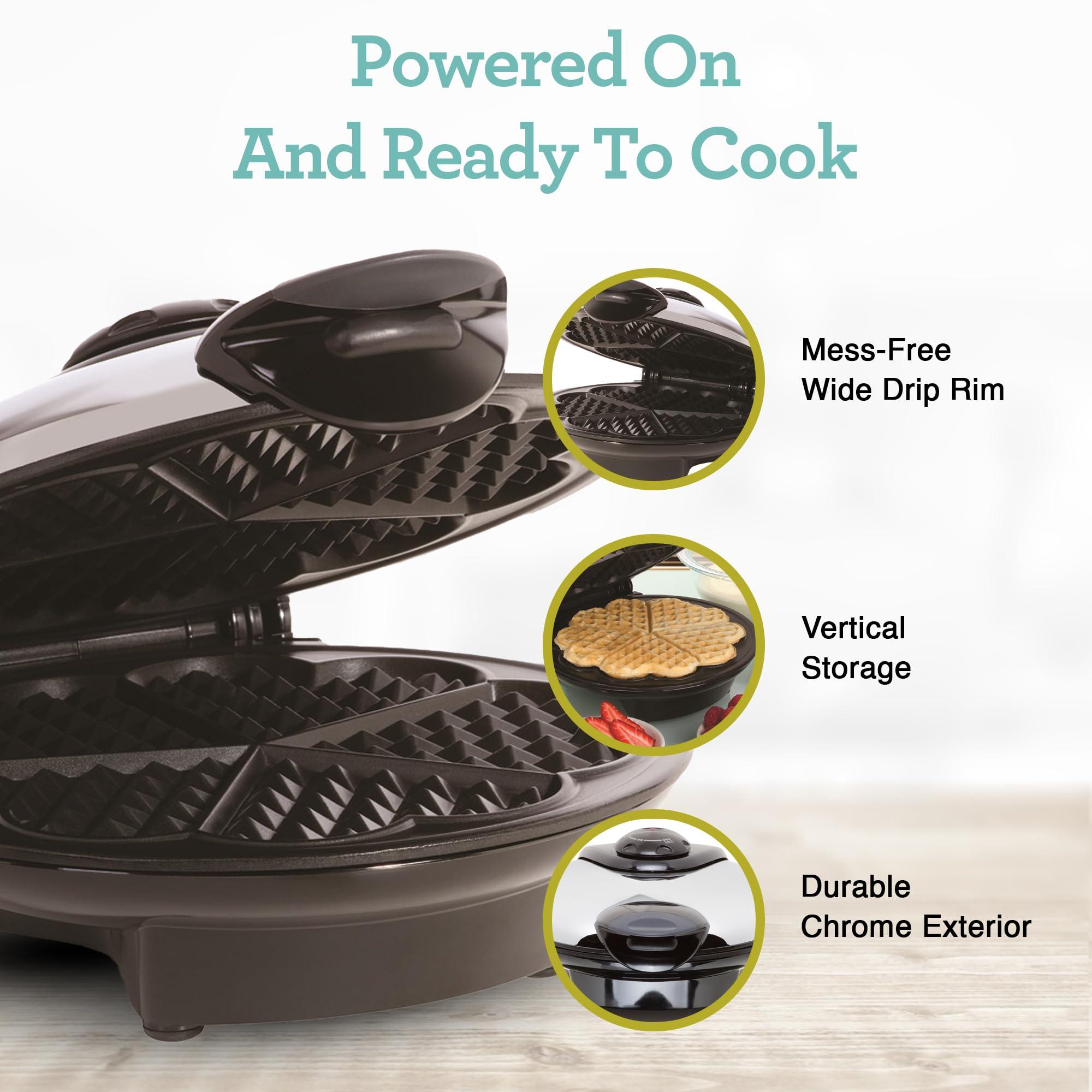 Euro Cuisine Euro Cuisine WM520 Heart Shaped Iron Waffle Maker - Eco-Friendly PTFE and PFOA Free Non Stick Plates, Perfect for V-Day & Special Occasions, 8-Inch