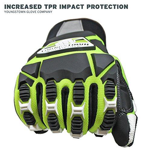 Youngstown Glove Company Youngstown Gloves Cut Resistant Titan XT Vibration & Impact Dampening Work Gloves For Men - Kevlar Lined, Puncture Resistant- Lime Green, Large
