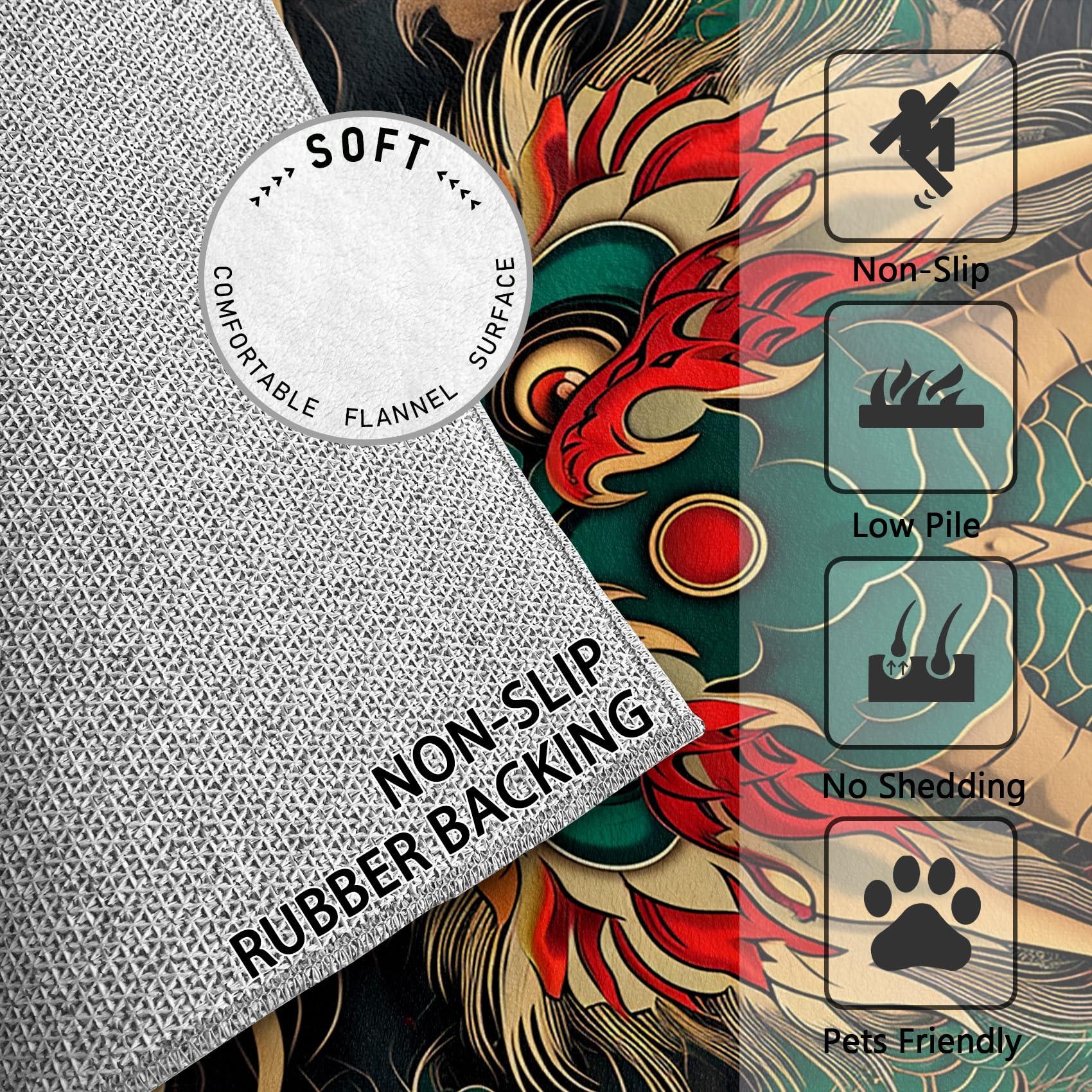 SherAvant SherAvant Chinese Dragon Decor - 6x8 Rug - Chinese Dragon Rug - Japanese Oriental Area Rug - Mythical Fantasy Animal Rugs - Asian Style Carpet - Home Decor