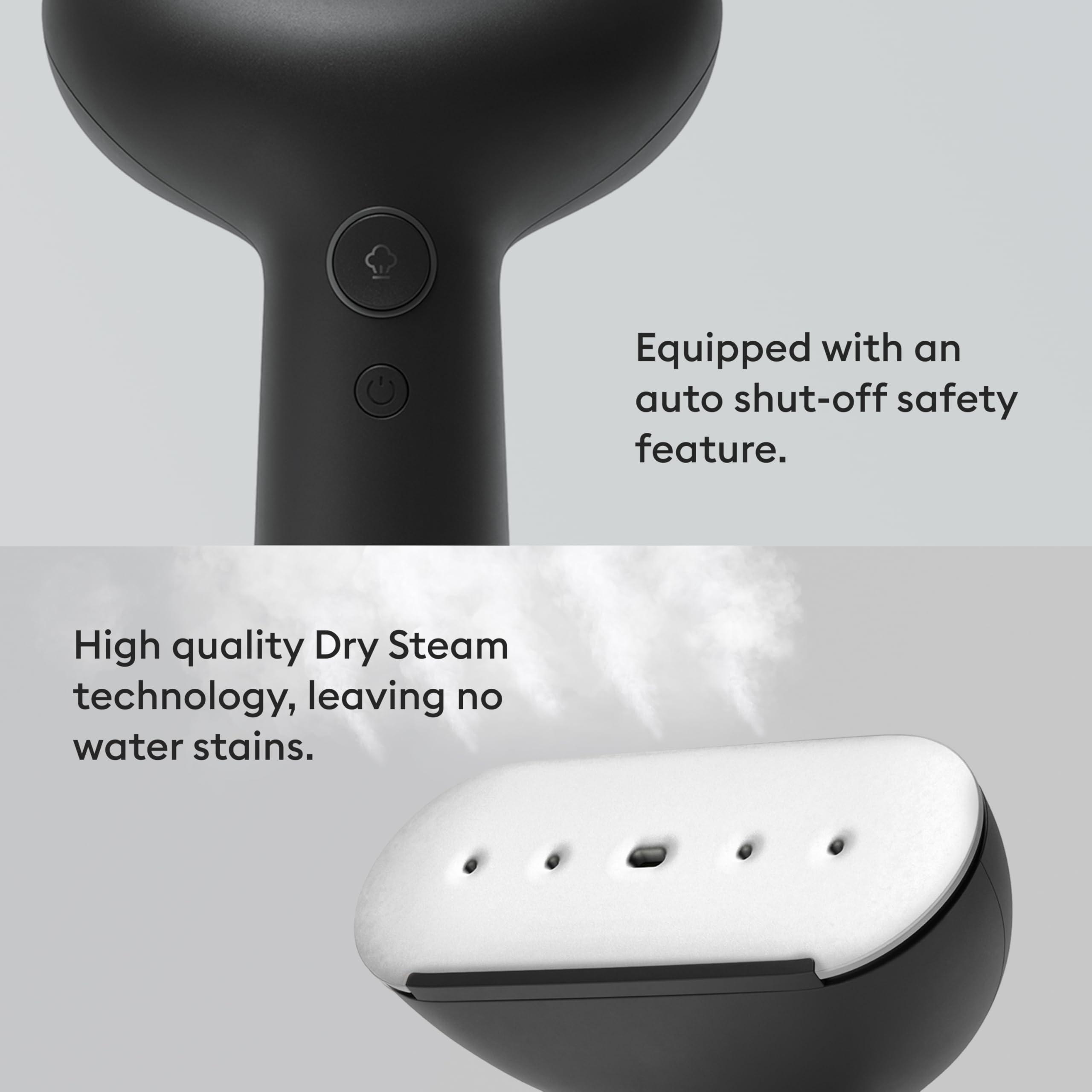 STEAMERY Steamery Handheld Clothes Steamer Cirrus 3, 1200W, US Plug, Heated Ironing Plate, Fast Heat Up, Garment Wrinkle Remover (Black)