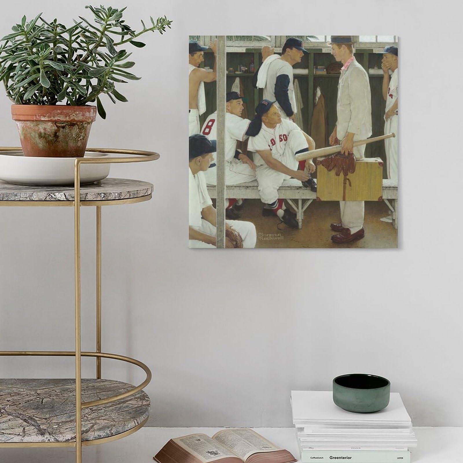 JU XIANG Norman Rockwell Prints The Rookie Illustration Reproduction Poster Art Poster Canvas Painting Decor Wall Print Photo Gifts Home Modern Decorative Posters Framed/Unframed 12x12inch(30x30cm)