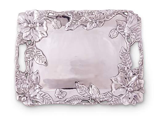 Arthur Court Arthur Court Designs Aluminum Magnolia Clutch Breakfast & Dinner Serving for Drinks Snack Fruits, Food Coffee Table Storage Tray for Home Decoration 18.5 inch x 13.75 inch