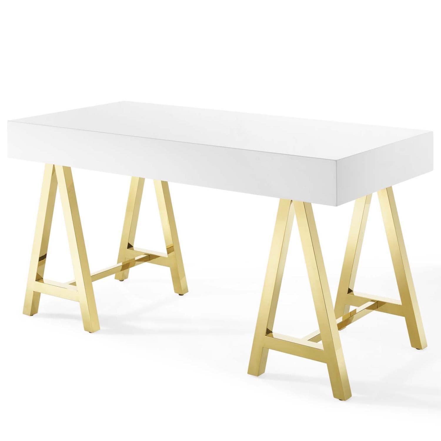Modway Modway Jettison Office Desk, Gold White