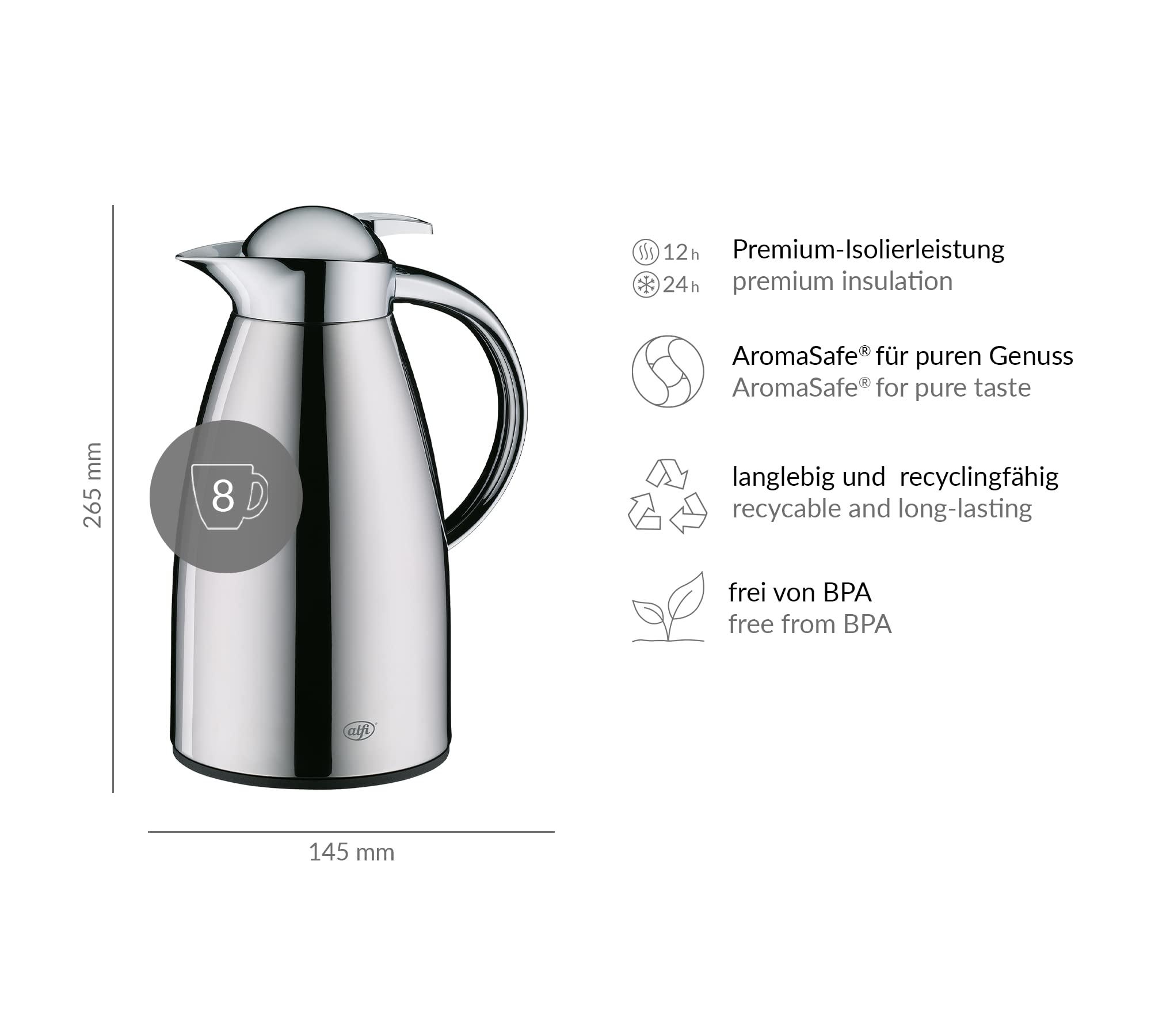 Alfi ALFI Signo 1.0L Steel Insulated Bottle, 14 x 17,7 x 23,4 cm, Chrome-Plated