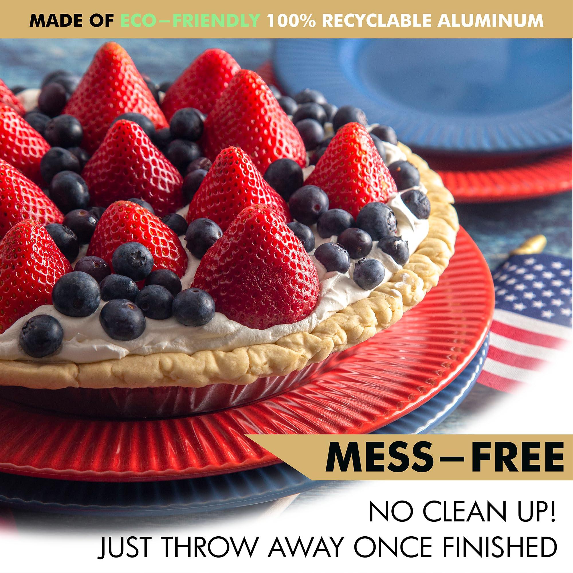 DOBI 9\" Pie Pans [30 Pack] - Heavy Duty Standard-Sized Disposable Aluminum Foil Pie Tins for Baking and Serving